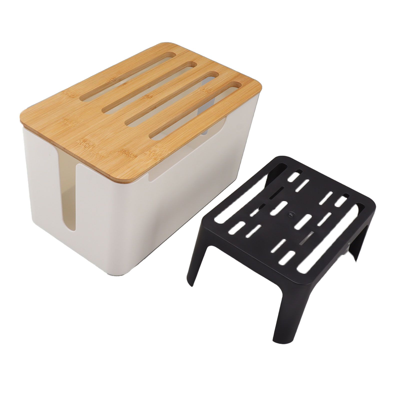 Router Storage Box Large Space Multi Hole Bit Bamboo Cover Home WiFi Router Organizer - Image 1