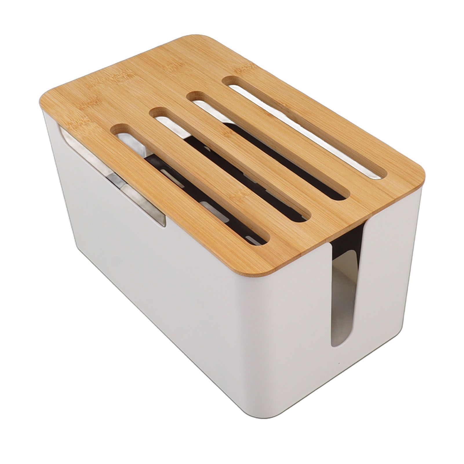 Router Storage Box Large Space Multi Hole Bit Bamboo Cover Home WiFi Router Organizer - Image 2