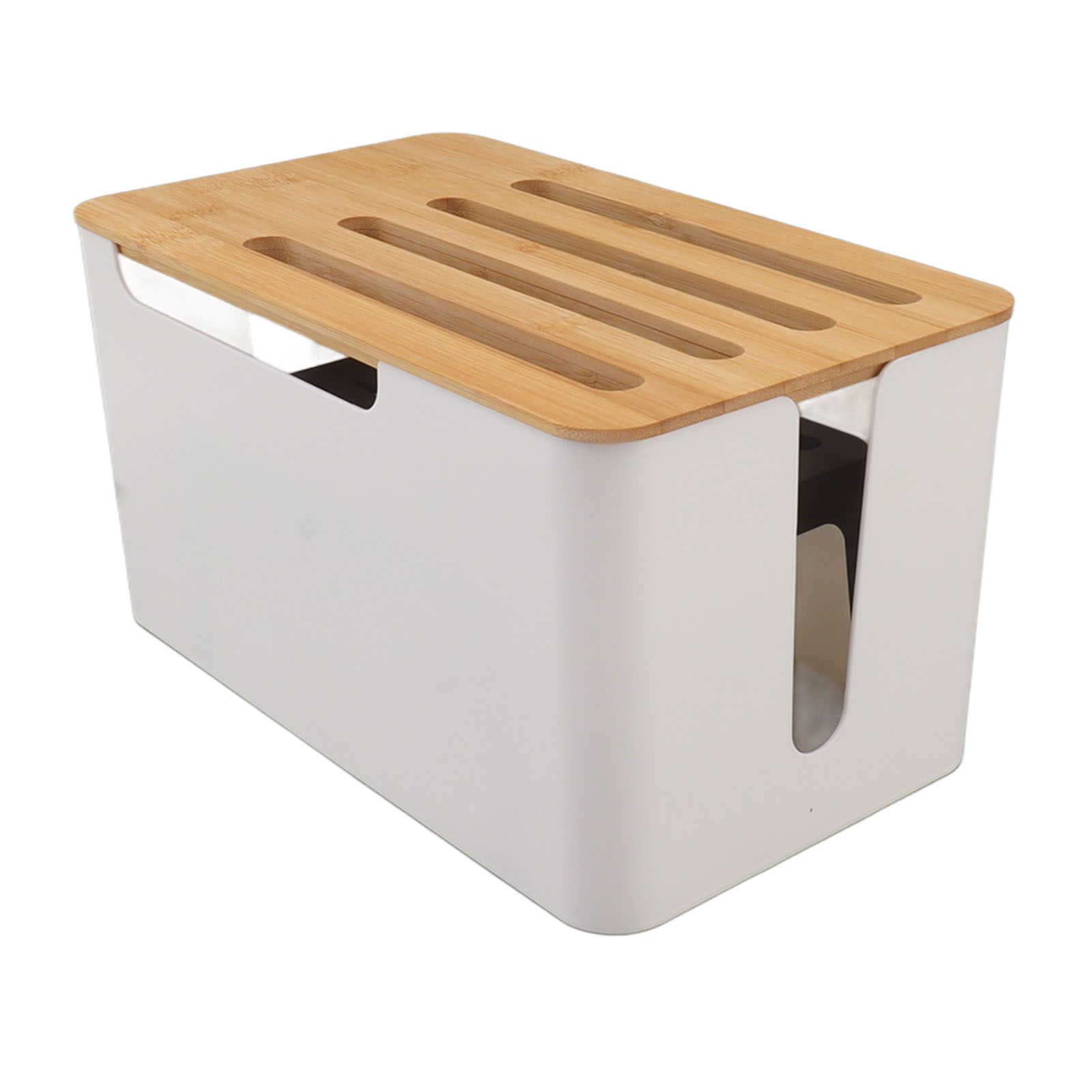 Router Storage Box Large Space Multi Hole Bit Bamboo Cover Home WiFi Router Organizer - Image 3