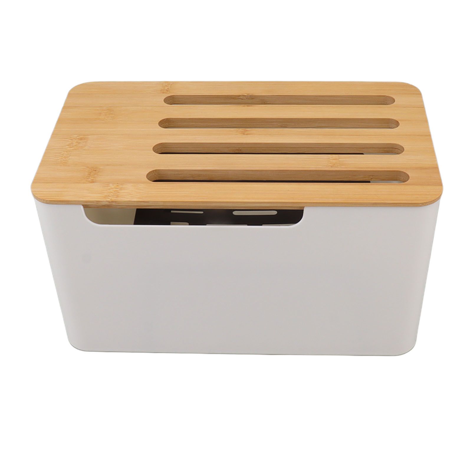 Router Storage Box Large Space Multi Hole Bit Bamboo Cover Home WiFi Router Organizer - Image 4
