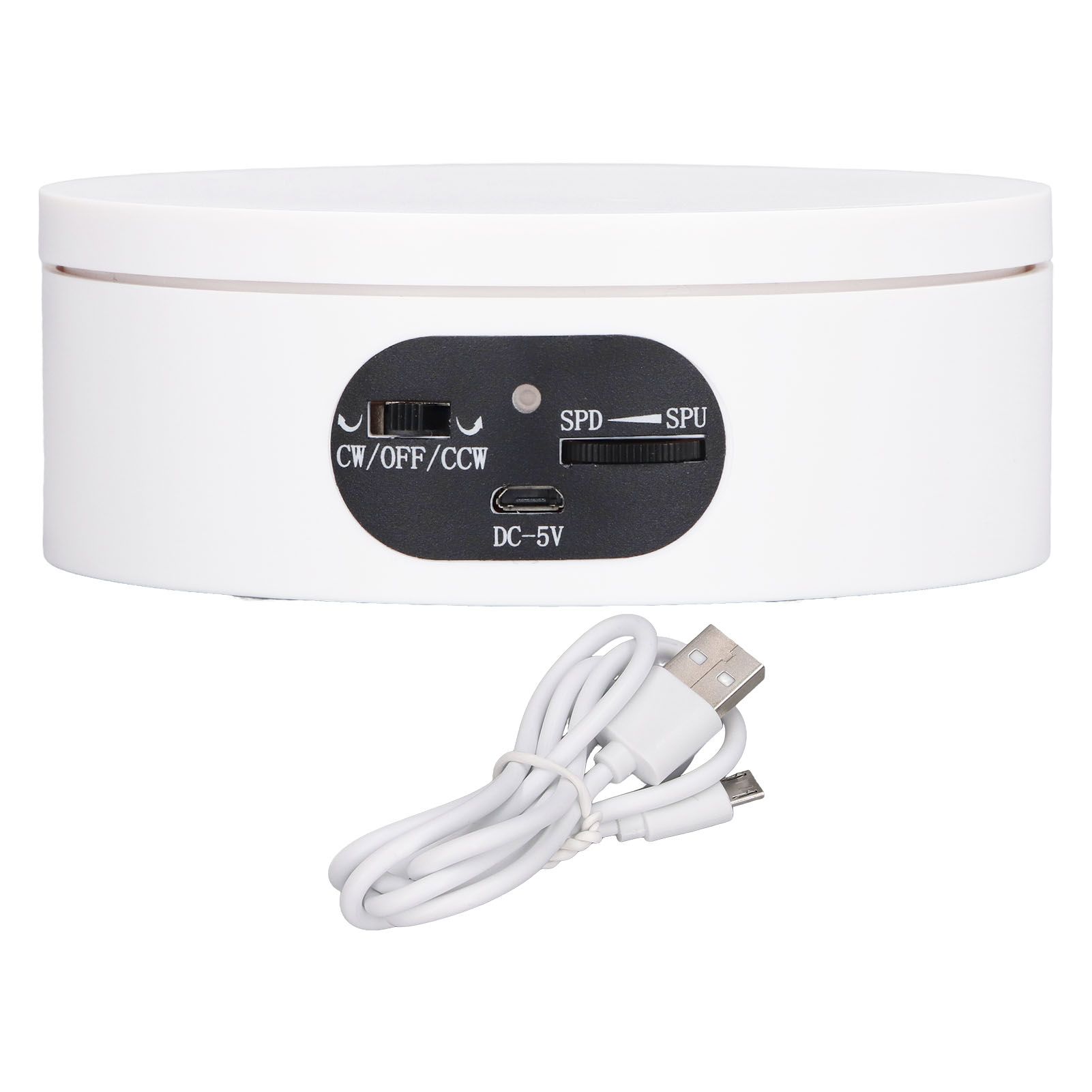 Rotating Display Stand 5.5lb Load Capacity 360 Degree Photography Turntable Plug in Battery Knob Speed Control White 12cm/4.7in - Image 1