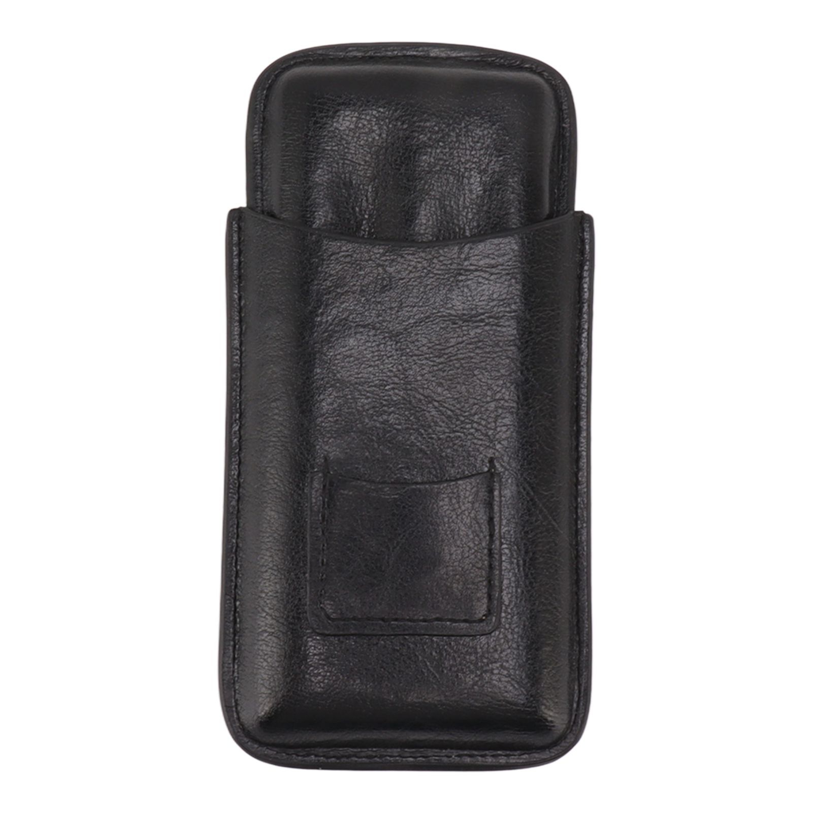 Leather Cigar Case Portable 3 Finger Cigar Humidor Carrying Case with Cutter Pocket for Cigar Lovers Black - Image 1