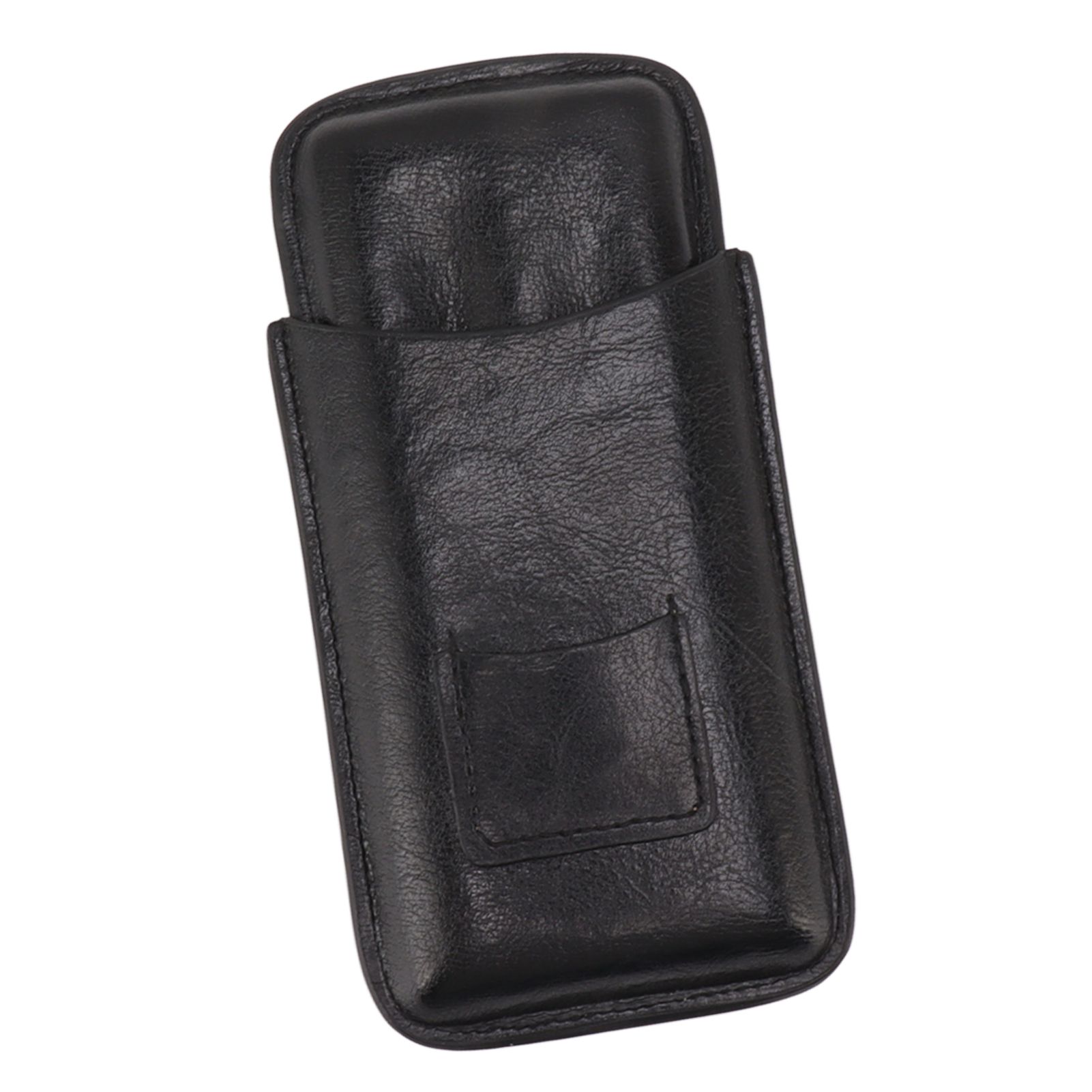 Leather Cigar Case Portable 3 Finger Cigar Humidor Carrying Case with Cutter Pocket for Cigar Lovers Black - Image 2