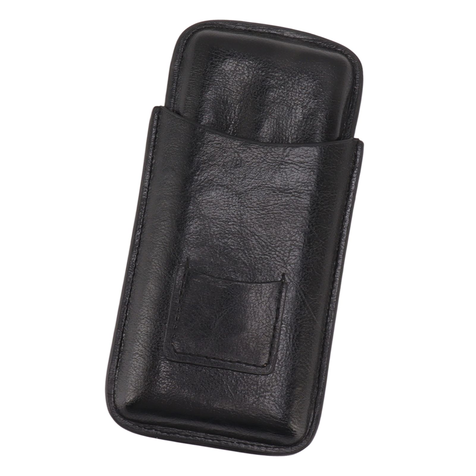Leather Cigar Case Portable 3 Finger Cigar Humidor Carrying Case with Cutter Pocket for Cigar Lovers Black - Image 3