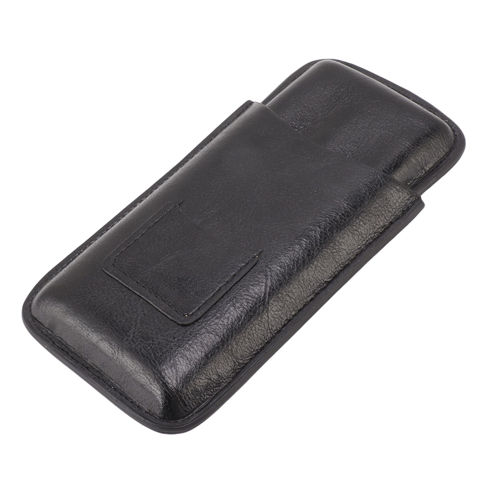 Leather Cigar Case Portable 3 Finger Cigar Humidor Carrying Case with Cutter Pocket for Cigar Lovers Black - Image 7
