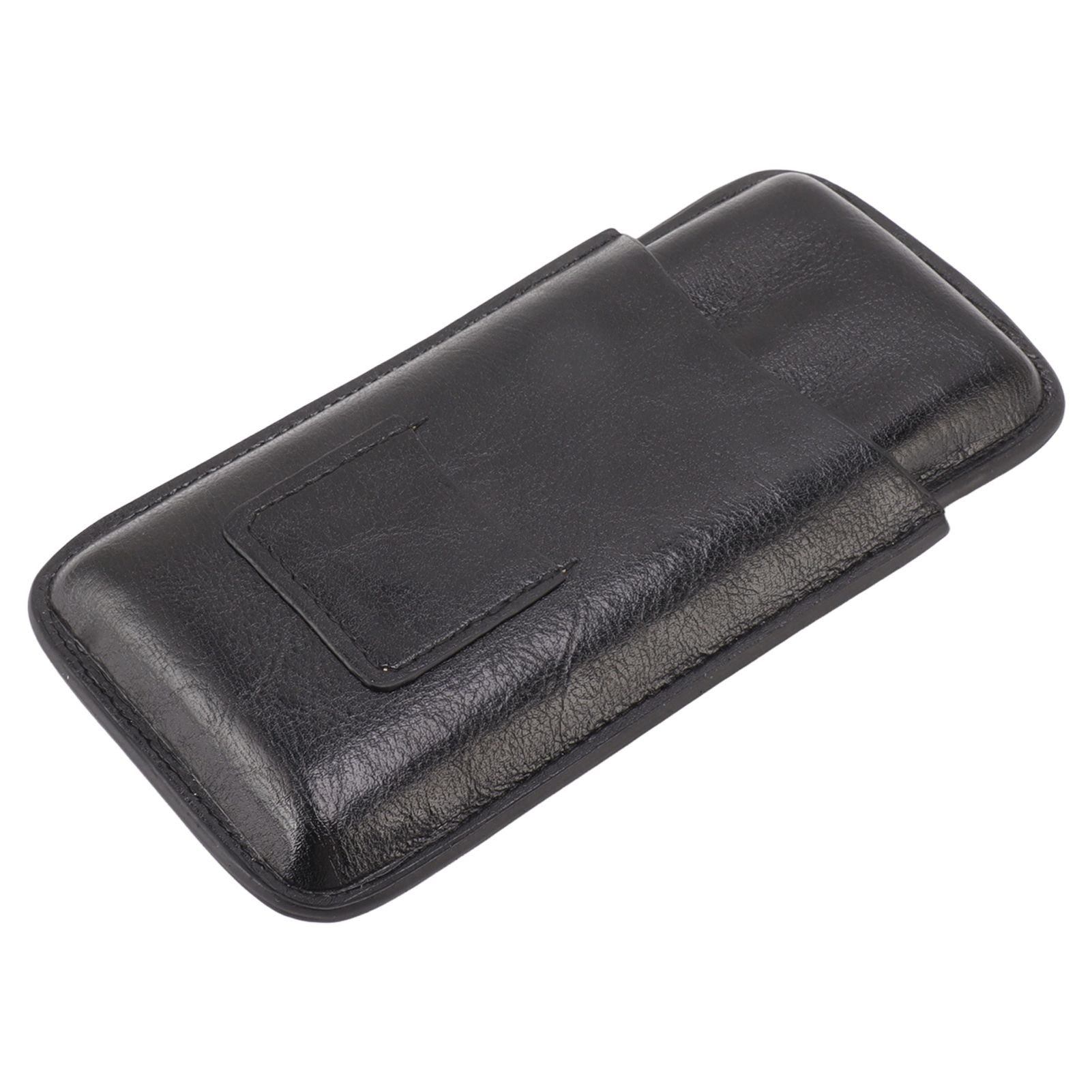 Leather Cigar Case Portable 3 Finger Cigar Humidor Carrying Case with Cutter Pocket for Cigar Lovers Black - Image 8