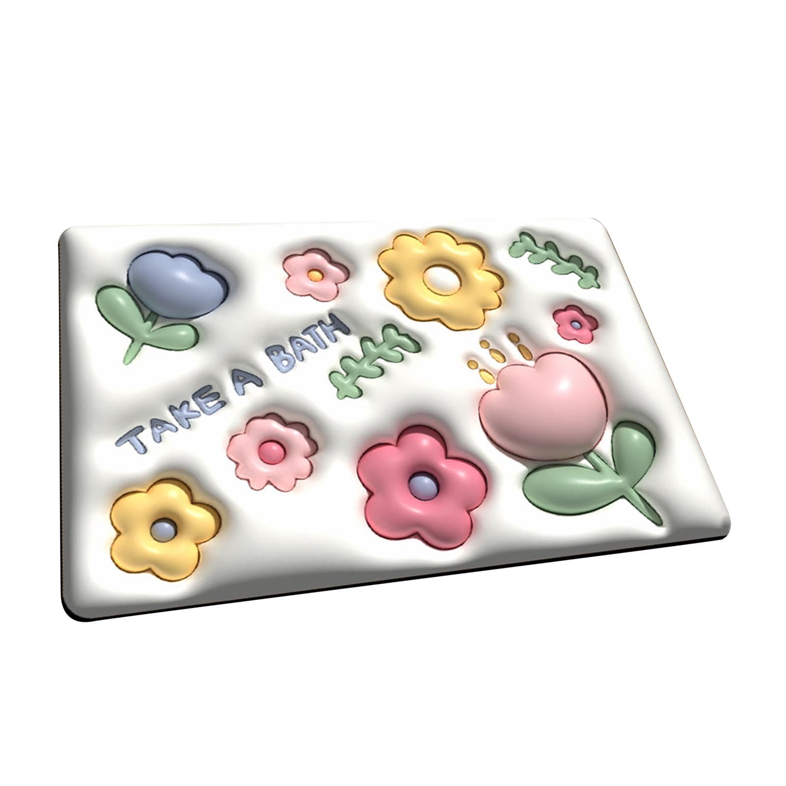 Diatomaceous Earth Bath Mat Bath Mat Slip Resistant 3D Pattern Fast Drying Bathroom Floor Rug 003 - Image 2