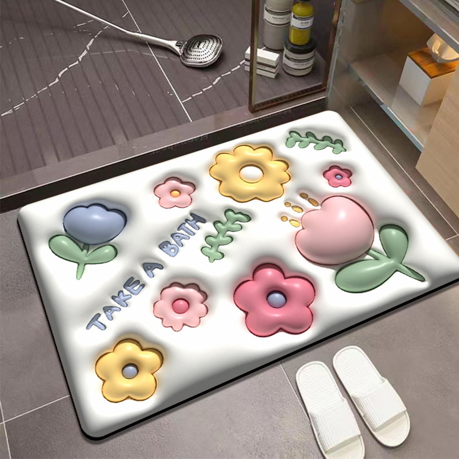 Diatomaceous Earth Bath Mat Bath Mat Slip Resistant 3D Pattern Fast Drying Bathroom Floor Rug 003 - Image 5