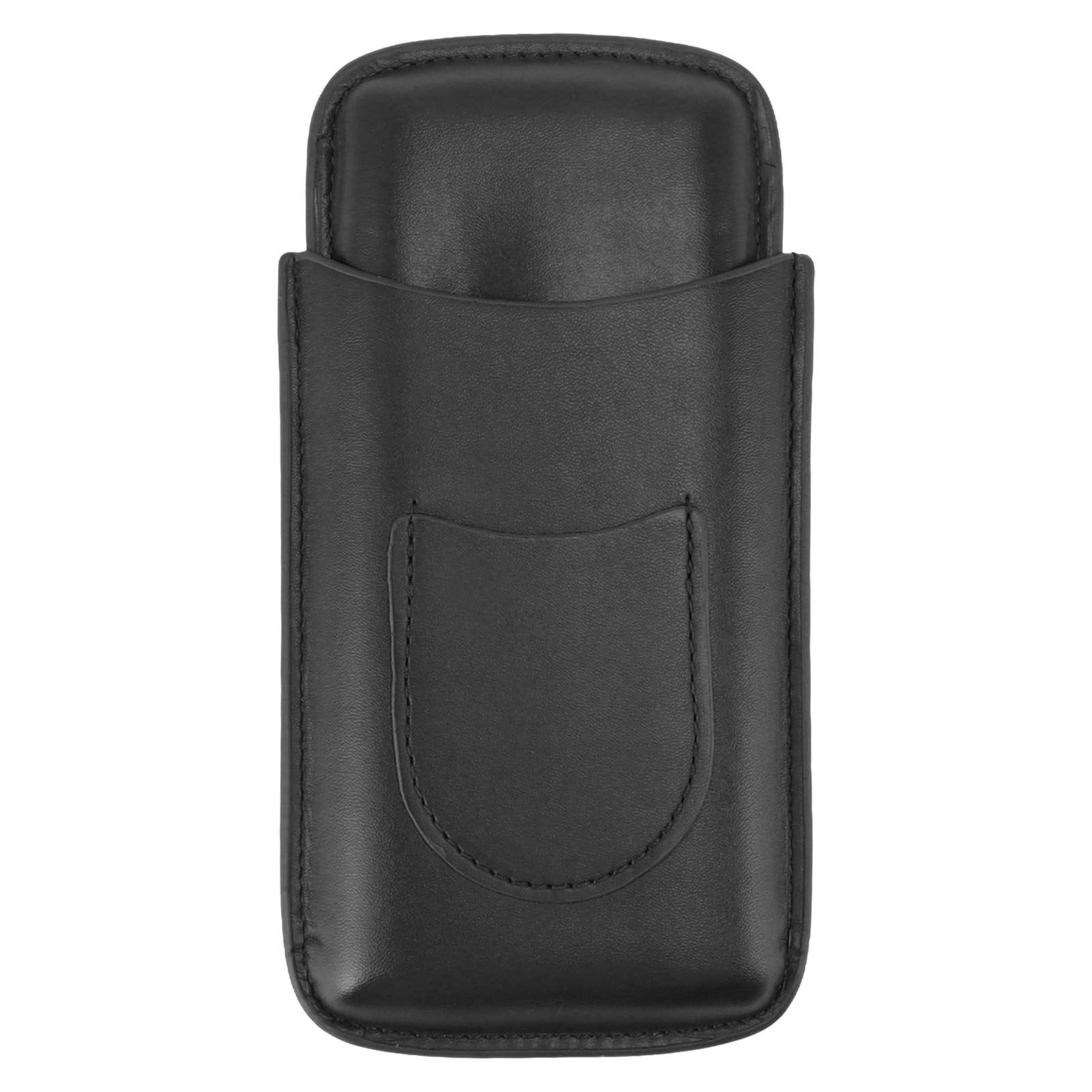Cigarette Case Leather 3pcs Capacity Portable Cigar Storage Box with Pocket for Outdoor Black - Image 1