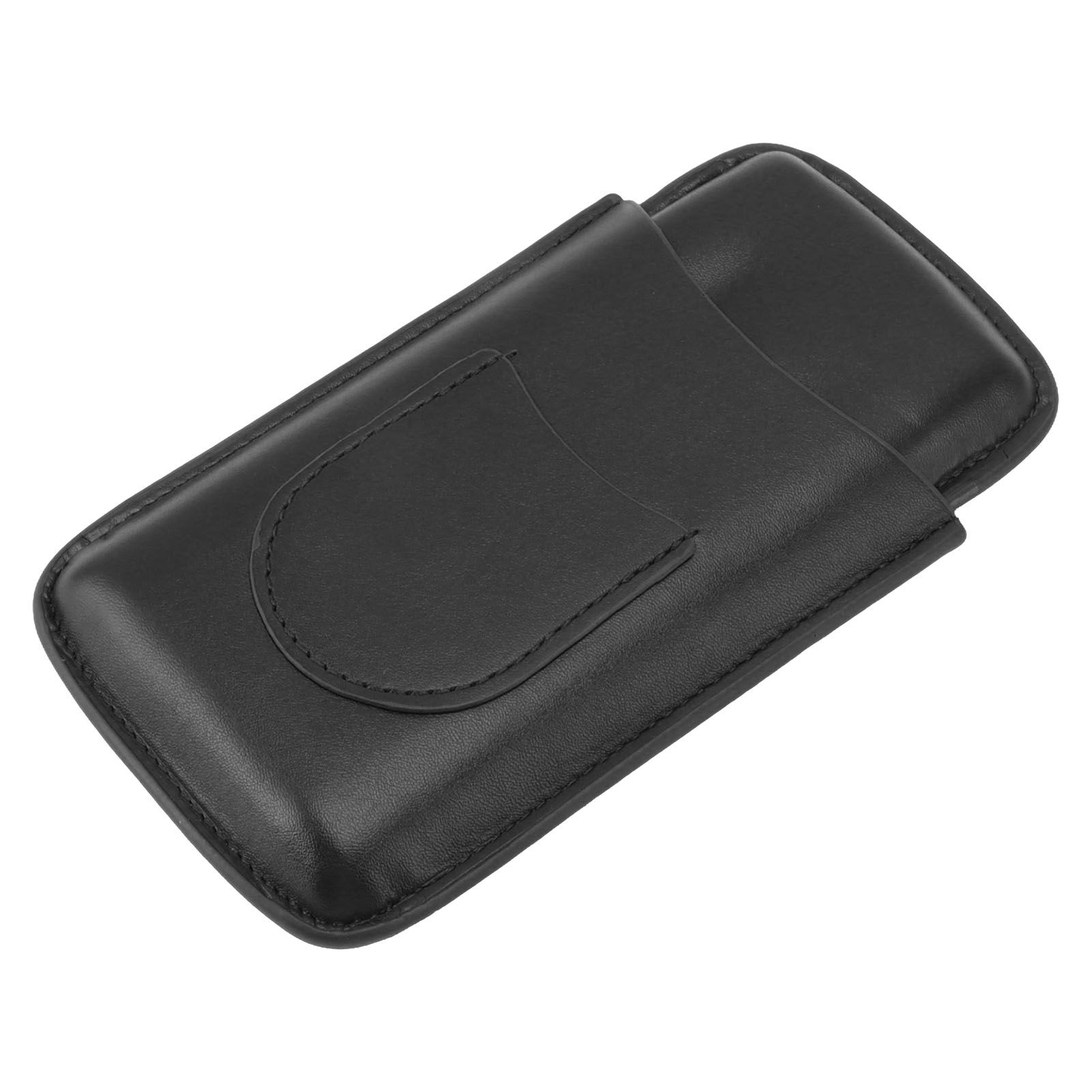 Cigarette Case Leather 3pcs Capacity Portable Cigar Storage Box with Pocket for Outdoor Black - Image 3