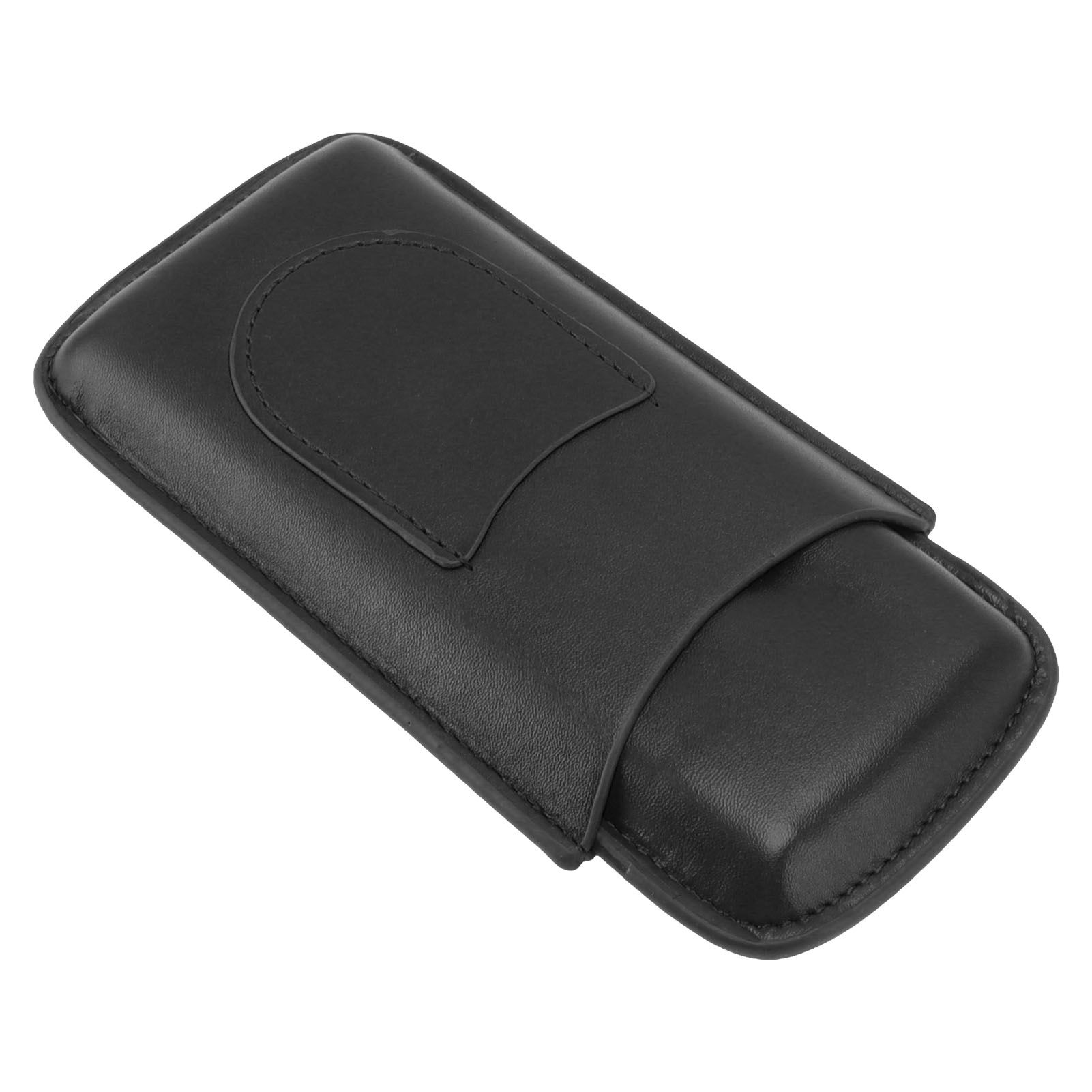 Cigarette Case Leather 3pcs Capacity Portable Cigar Storage Box with Pocket for Outdoor Black - Image 4