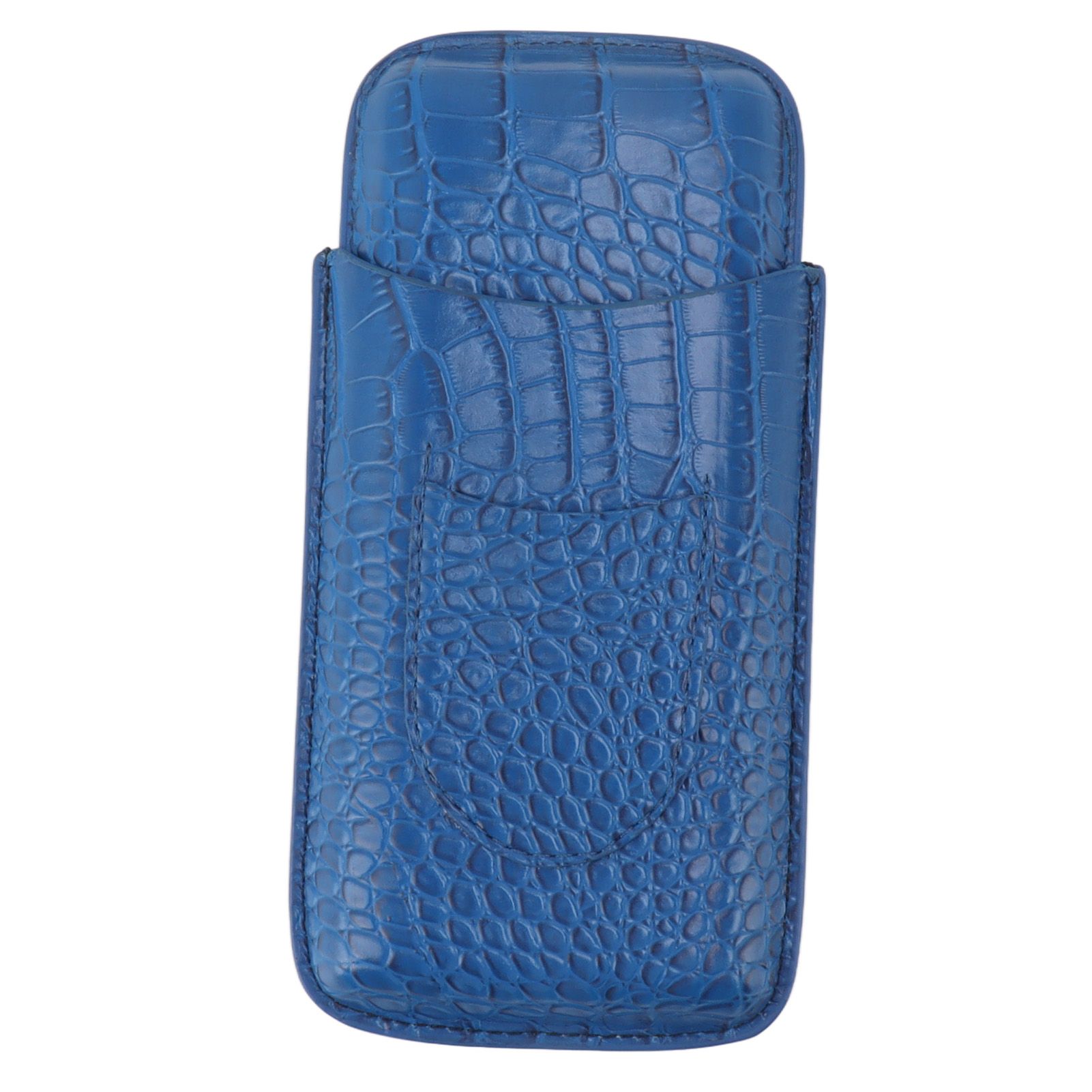 3 Finger Cigar Holder Frosted Finish Portable 3 Finger Leather Cigar Case for Travelling Hiking Dark Blue - Image 1
