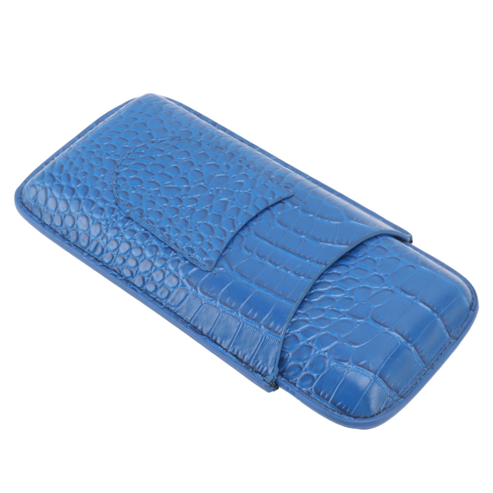 3 Finger Cigar Holder Frosted Finish Portable 3 Finger Leather Cigar Case for Travelling Hiking Dark Blue - Image 3