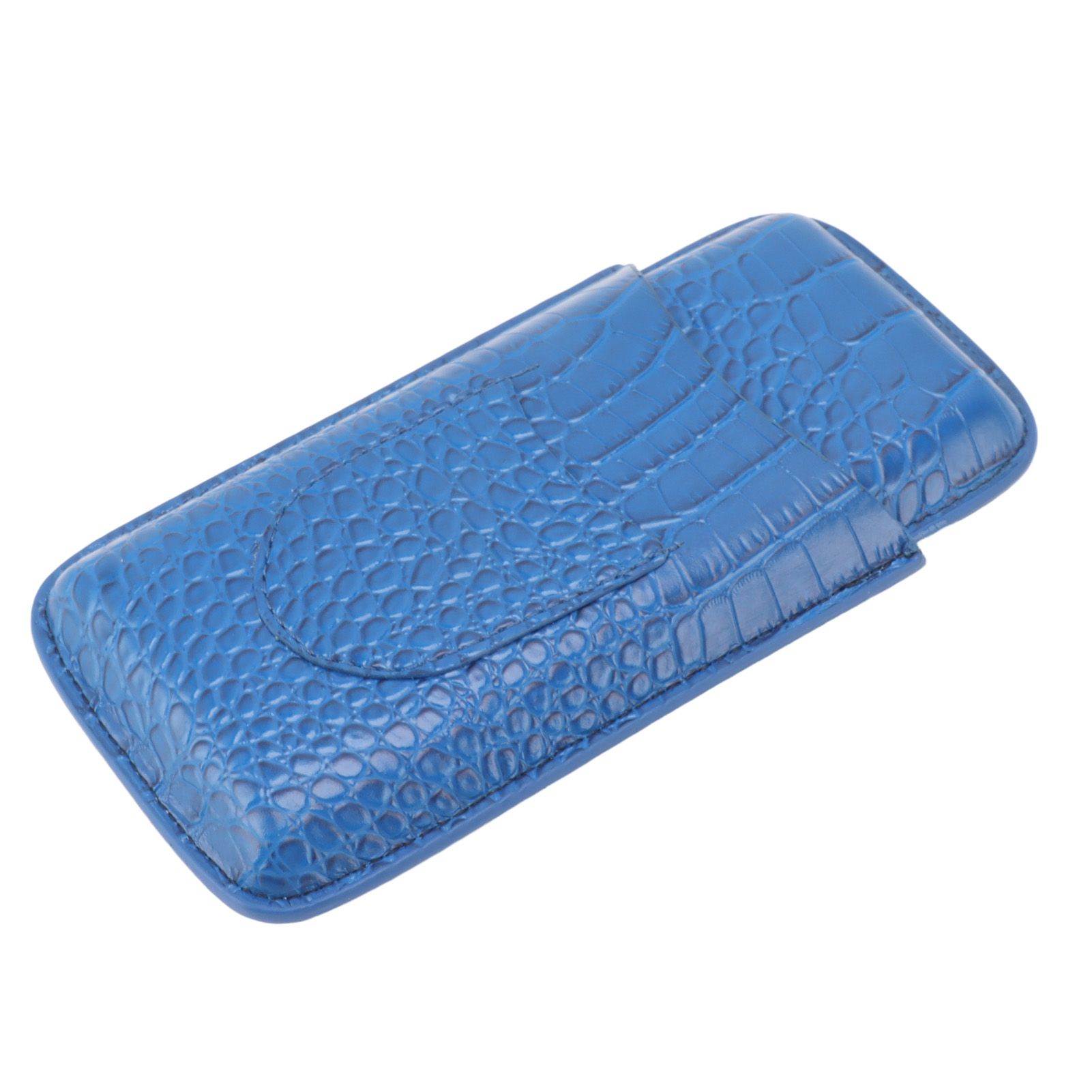 3 Finger Cigar Holder Frosted Finish Portable 3 Finger Leather Cigar Case for Travelling Hiking Dark Blue - Image 4