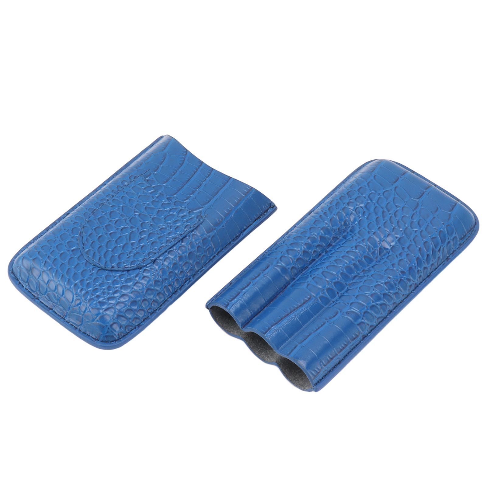 3 Finger Cigar Holder Frosted Finish Portable 3 Finger Leather Cigar Case for Travelling Hiking Dark Blue - Image 5