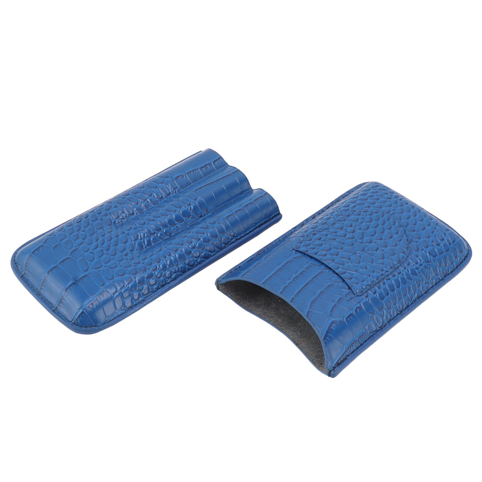 3 Finger Cigar Holder Frosted Finish Portable 3 Finger Leather Cigar Case for Travelling Hiking Dark Blue - Image 6