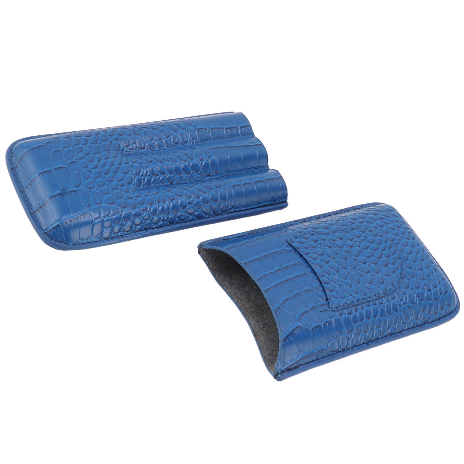 3 Finger Cigar Holder Frosted Finish Portable 3 Finger Leather Cigar Case for Travelling Hiking Dark Blue - Image 7
