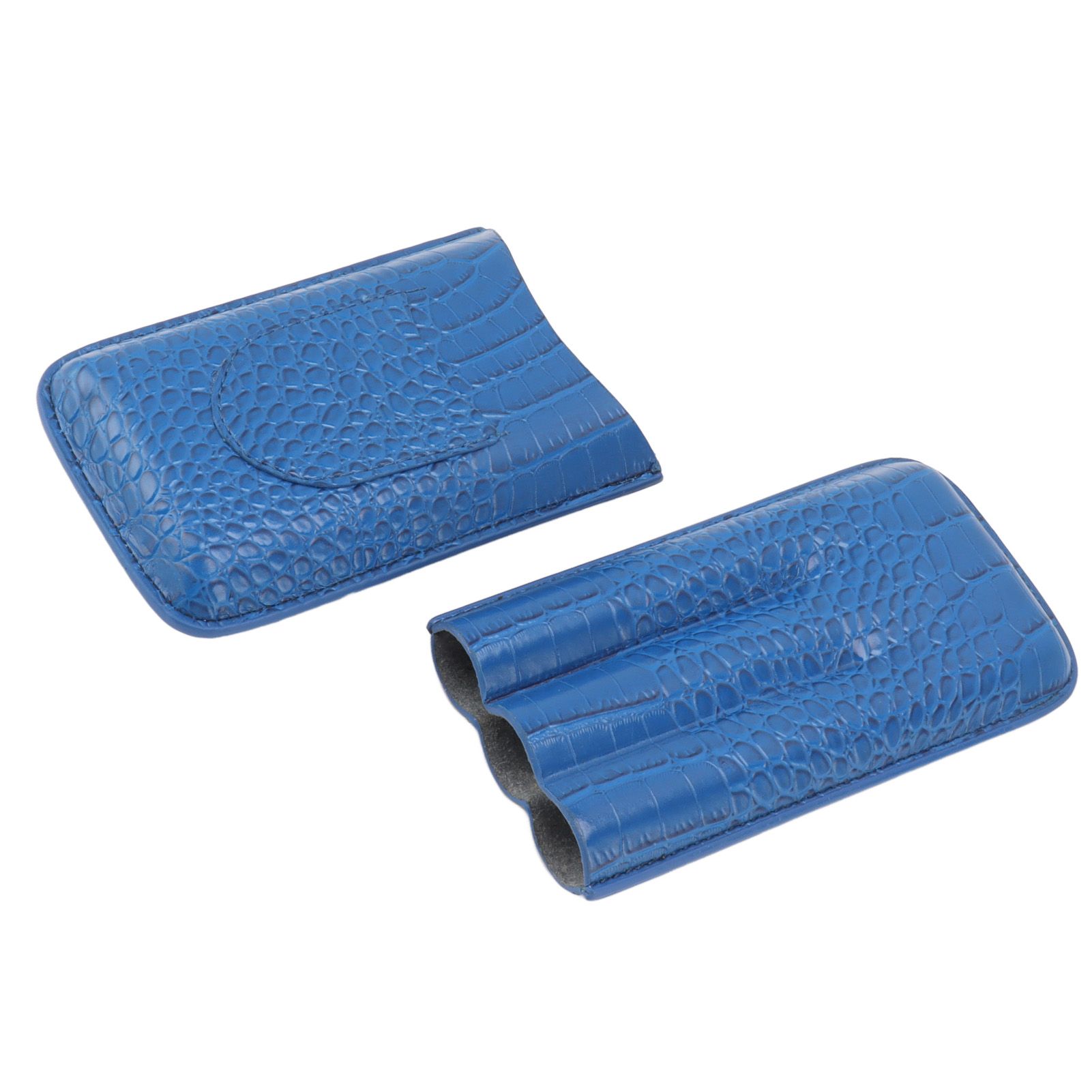 3 Finger Cigar Holder Frosted Finish Portable 3 Finger Leather Cigar Case for Travelling Hiking Dark Blue - Image 8