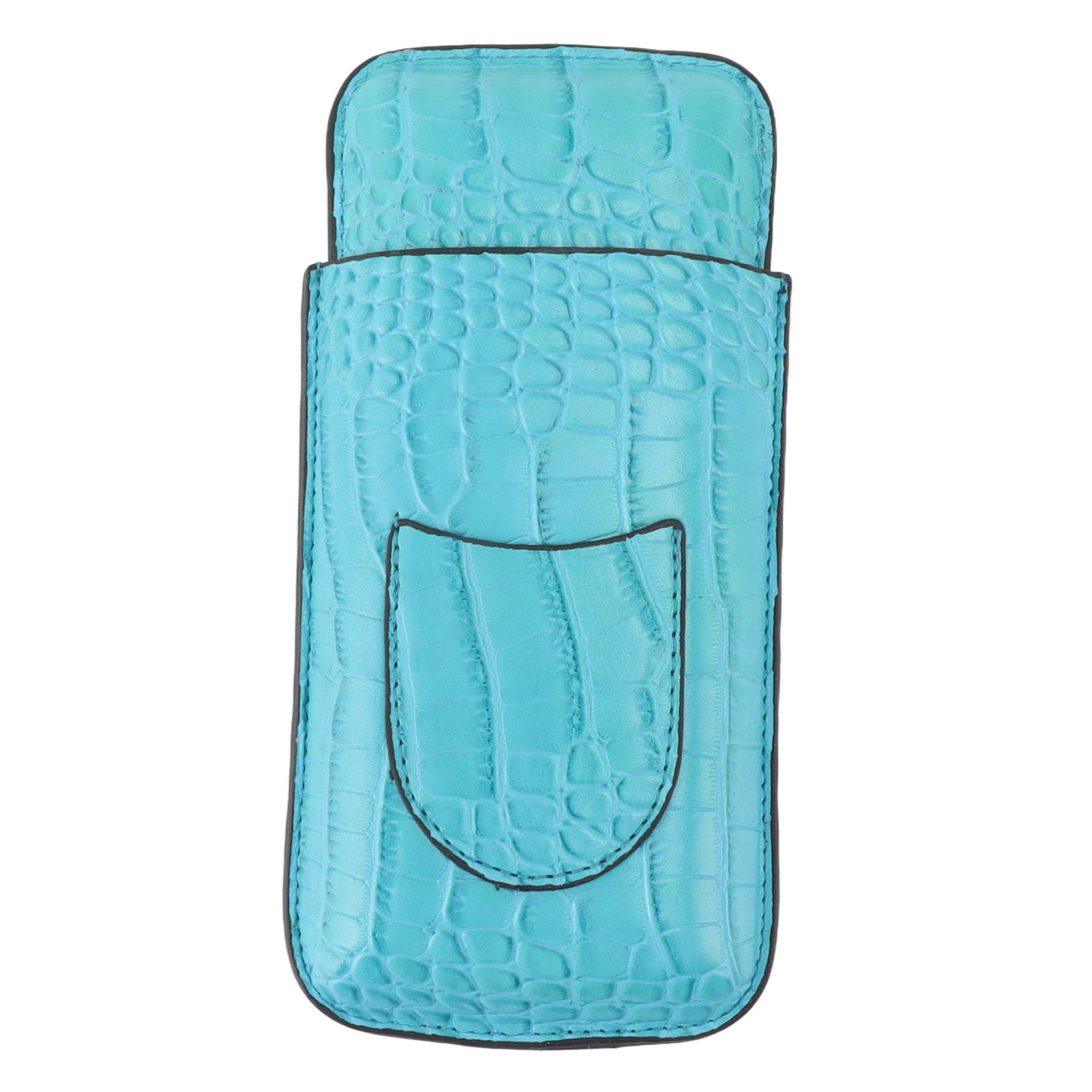 3 Finger Cigar Holder Frosted Finish Portable 3 Finger Leather Cigar Case for Travelling Hiking Light Blue - Image 1