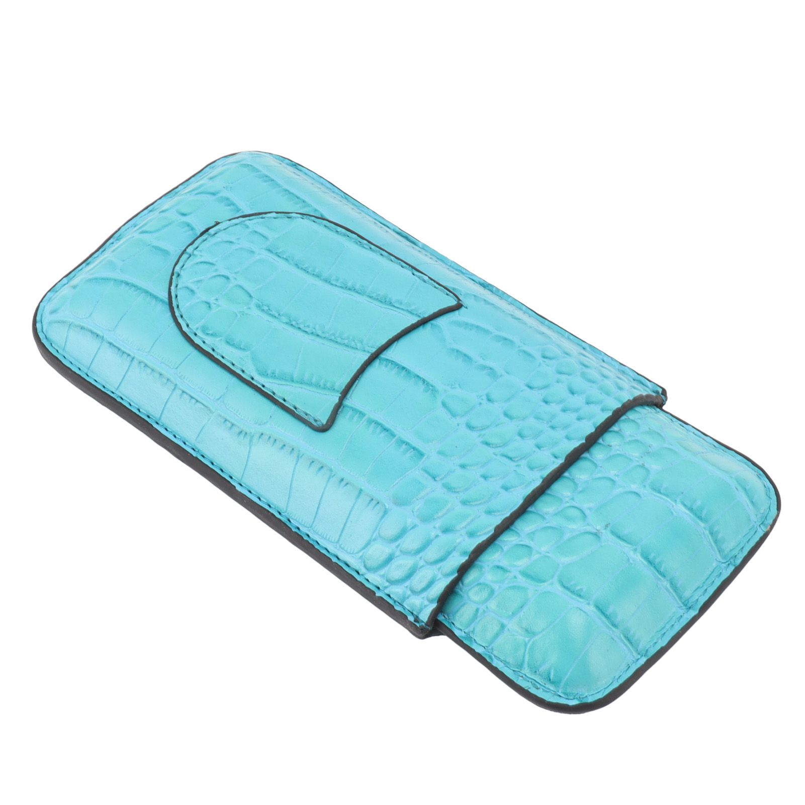 3 Finger Cigar Holder Frosted Finish Portable 3 Finger Leather Cigar Case for Travelling Hiking Light Blue - Image 3