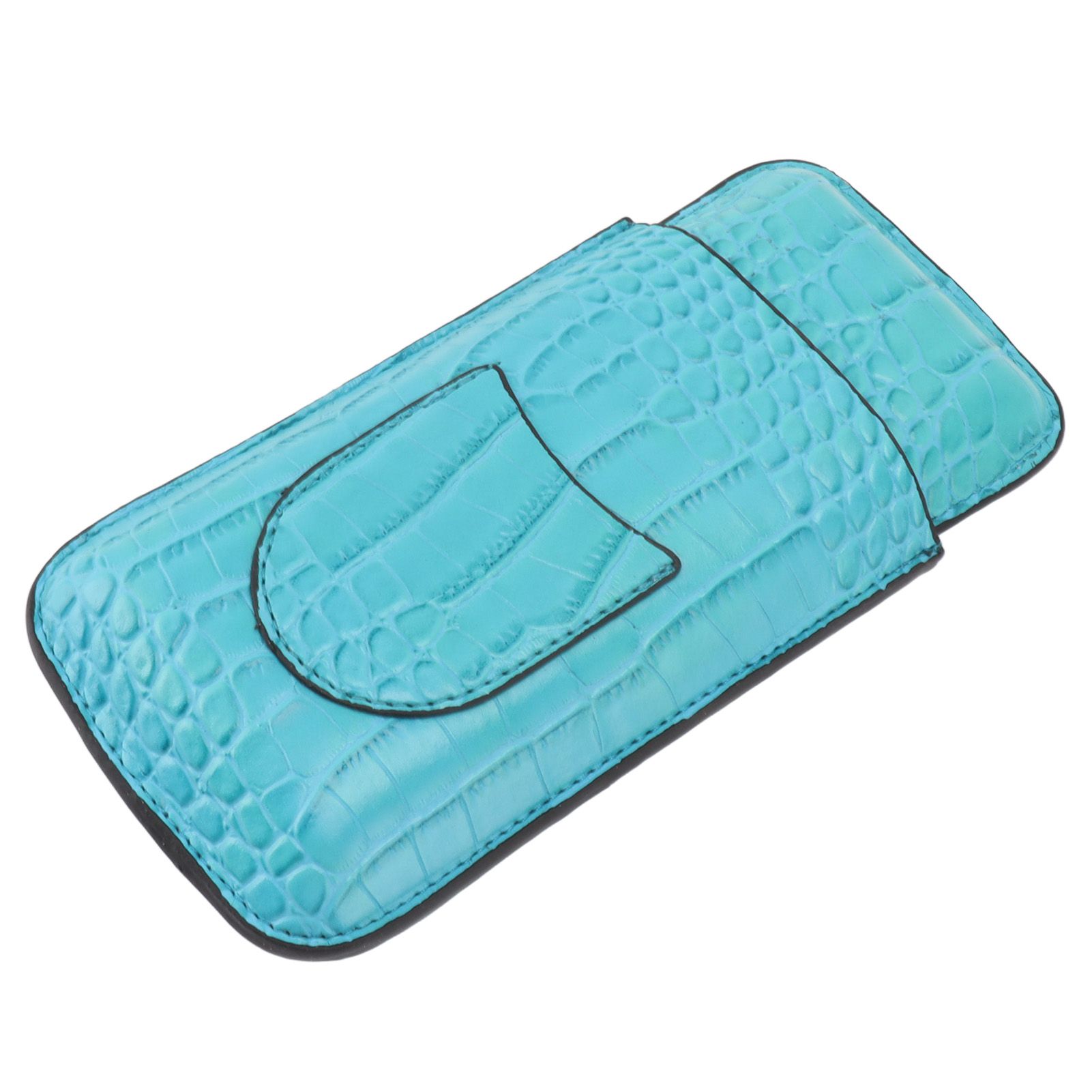 3 Finger Cigar Holder Frosted Finish Portable 3 Finger Leather Cigar Case for Travelling Hiking Light Blue - Image 4