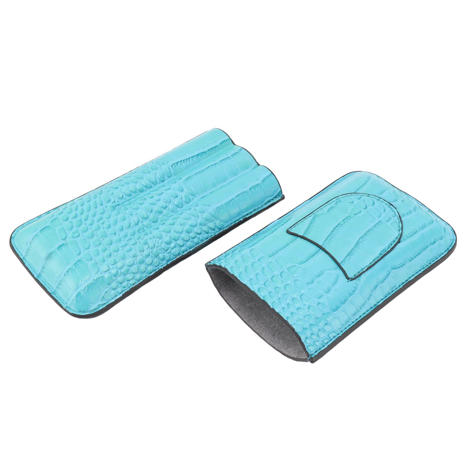 3 Finger Cigar Holder Frosted Finish Portable 3 Finger Leather Cigar Case for Travelling Hiking Light Blue - Image 6