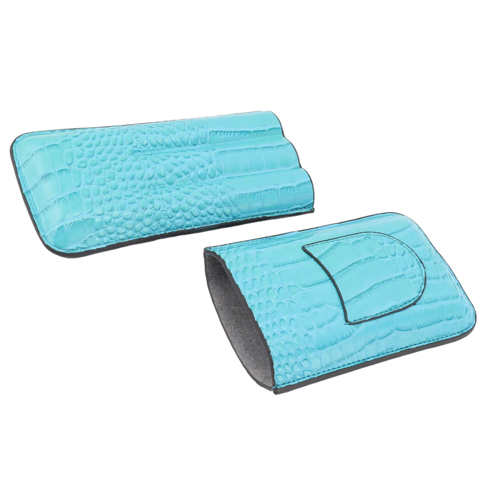 3 Finger Cigar Holder Frosted Finish Portable 3 Finger Leather Cigar Case for Travelling Hiking Light Blue - Image 7