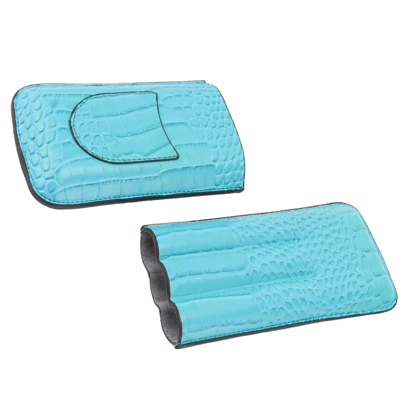 3 Finger Cigar Holder Frosted Finish Portable 3 Finger Leather Cigar Case for Travelling Hiking Light Blue - Image 8