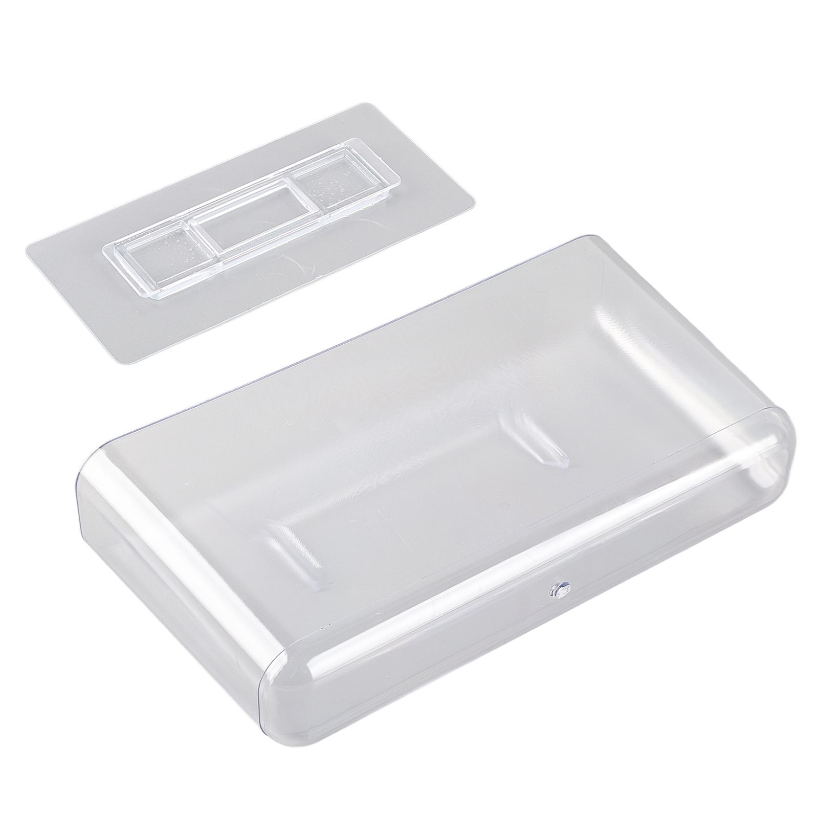 Adhesive Storage Bin Transparent Plastic Wall Mounted Floating Storage Holder Desk Organizer for Bedroom Bathroom L - Image 1