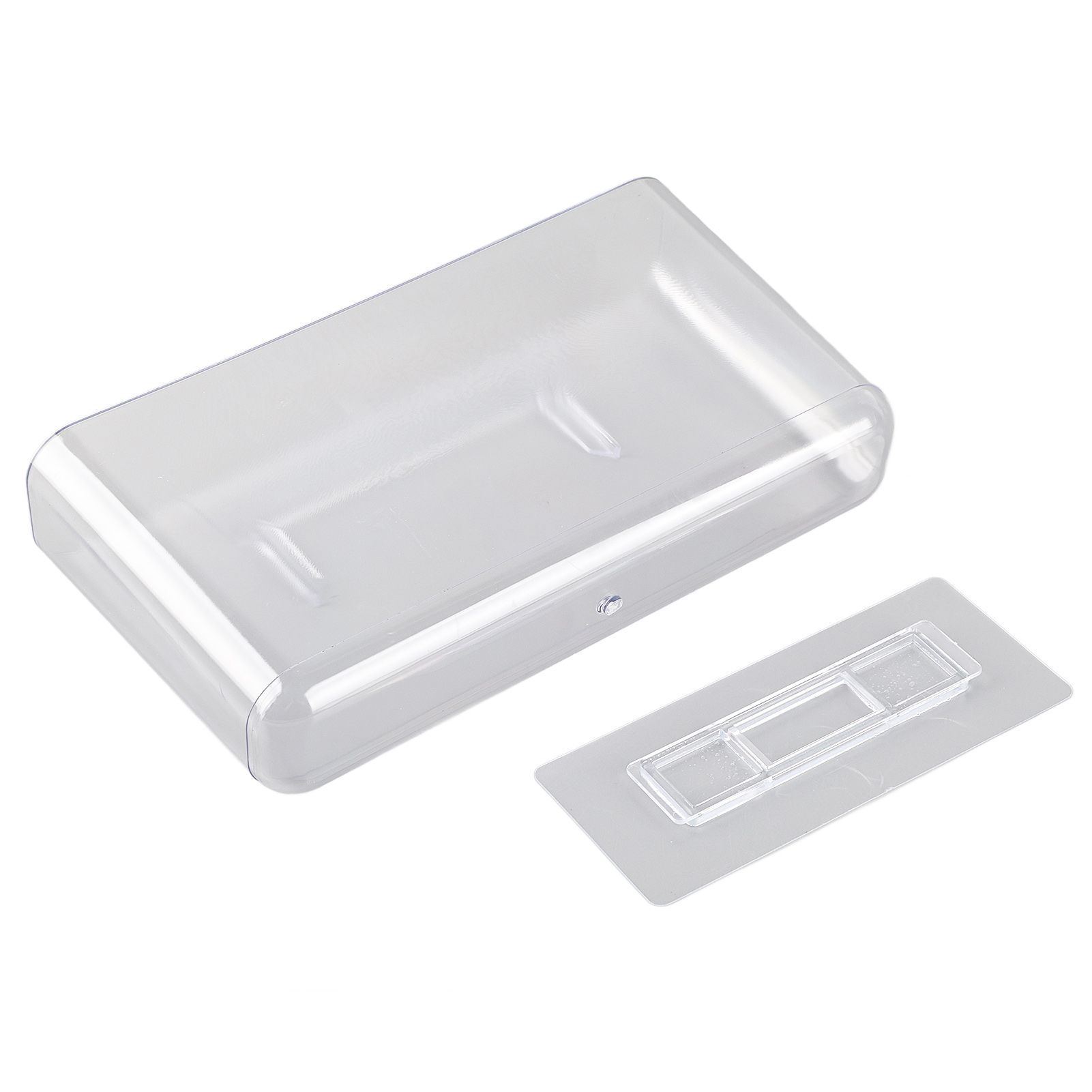 Adhesive Storage Bin Transparent Plastic Wall Mounted Floating Storage Holder Desk Organizer for Bedroom Bathroom L - Image 2