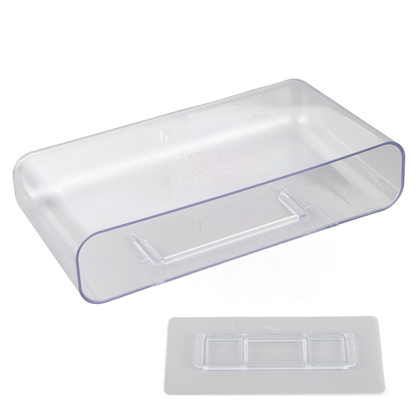 Adhesive Storage Bin Transparent Plastic Wall Mounted Floating Storage Holder Desk Organizer for Bedroom Bathroom L - Image 4