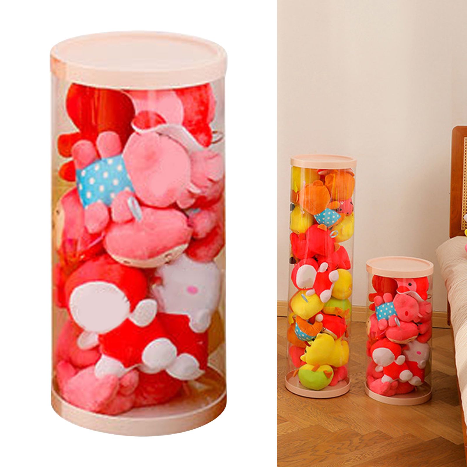 Doll Storage Bucket Transparent Rotatable PVC 26cm Stuffed Animal Storage Bucket for Home 50cm / 19.7in - Image 6