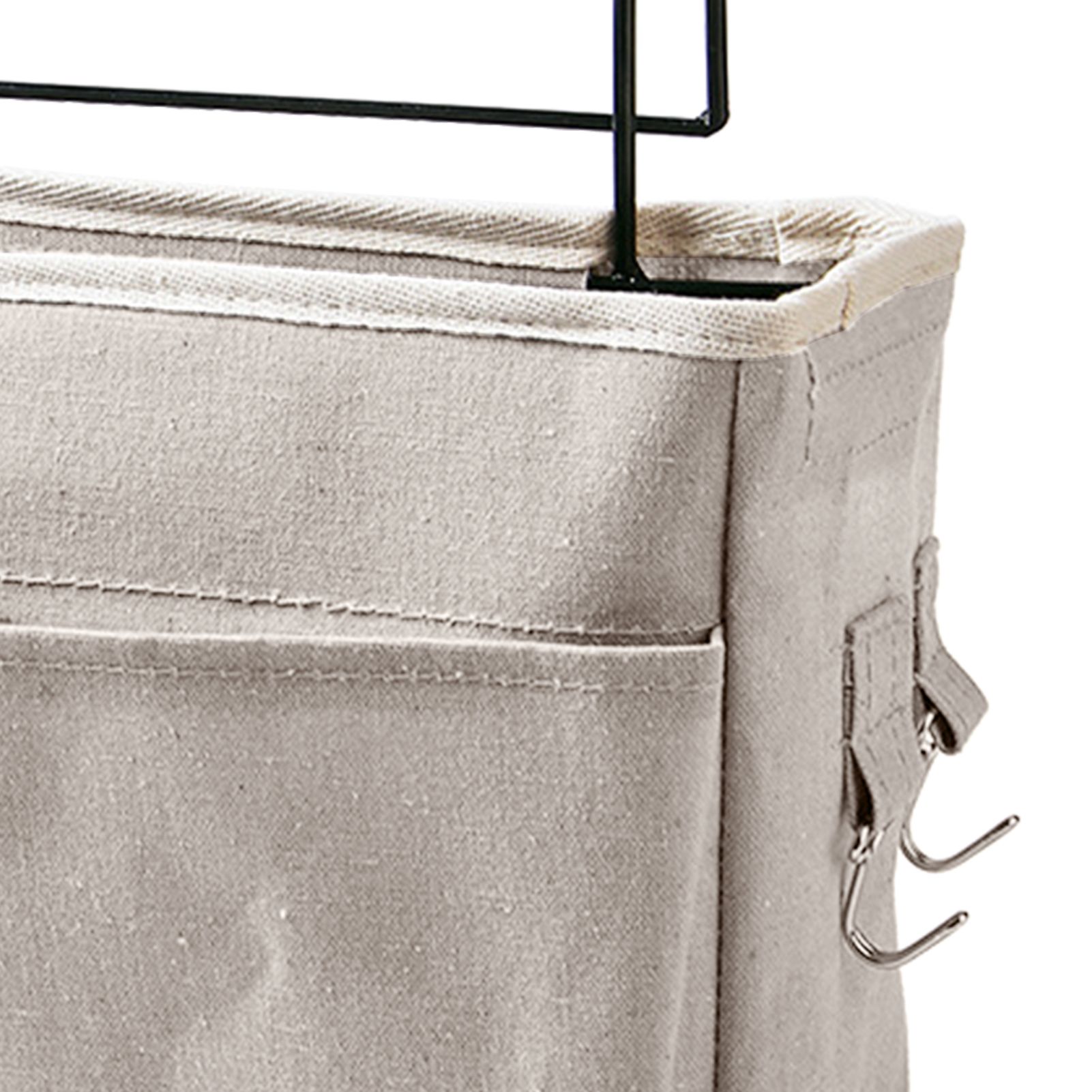 Nightstand Hanging Bag Cotton Linen Bedside Storage Pocket Organizer Basket for Bunk Bed Dorm Rooms White - Image 7