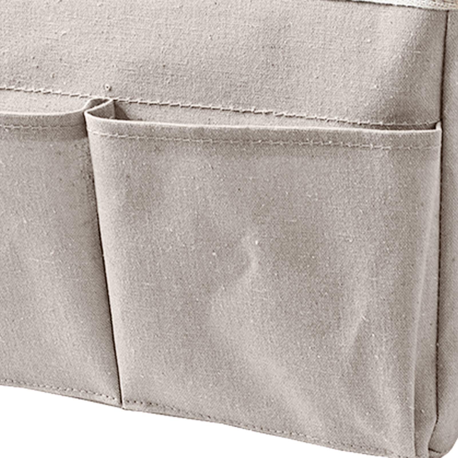 Nightstand Hanging Bag Cotton Linen Bedside Storage Pocket Organizer Basket for Bunk Bed Dorm Rooms White - Image 8