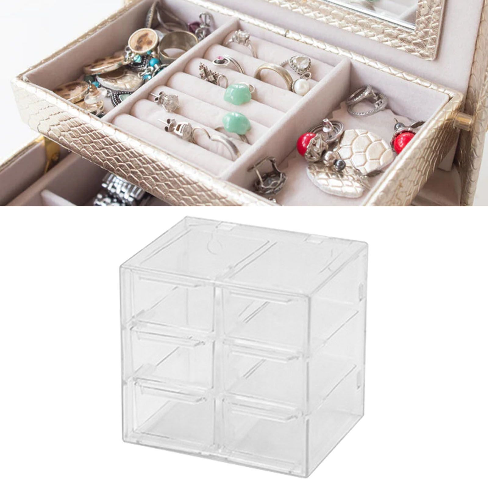 Grid Storage Box Dustproof Transparent Plastic Container Organizer for Jewelry Necklace DIY Art Craft 6 Compartments - Image 5