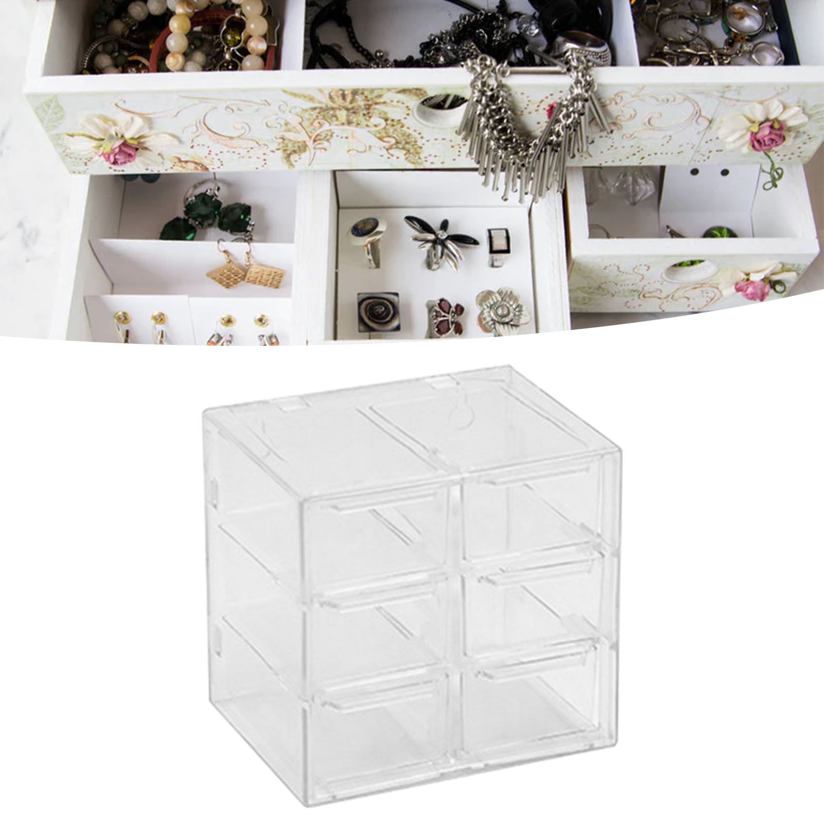 Grid Storage Box Dustproof Transparent Plastic Container Organizer for Jewelry Necklace DIY Art Craft 6 Compartments - Image 6
