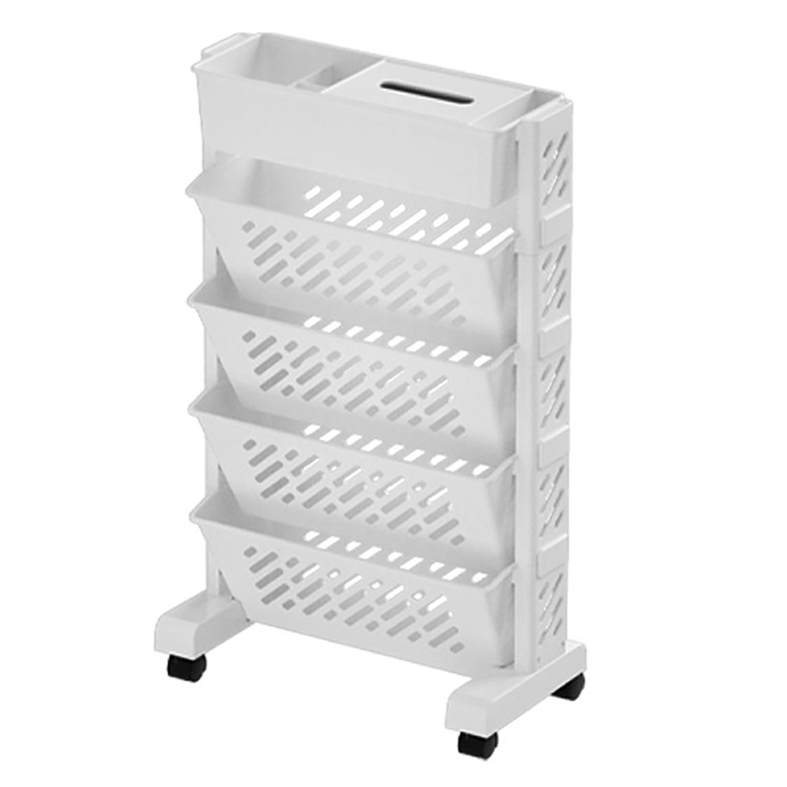 Movable Bookshelf Large Capacity Rotatable Removable Plastic Practical Rolling Organization Shelf 5 Layer - Image 1