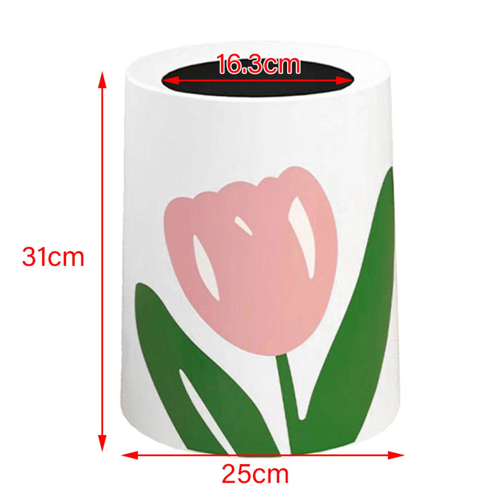 Floral Trash Can Large Mouth Cute Appearance Modern Style Garbage Waste Basket for Kitchen Bathroom Bedroom Round Large Size - Image 5