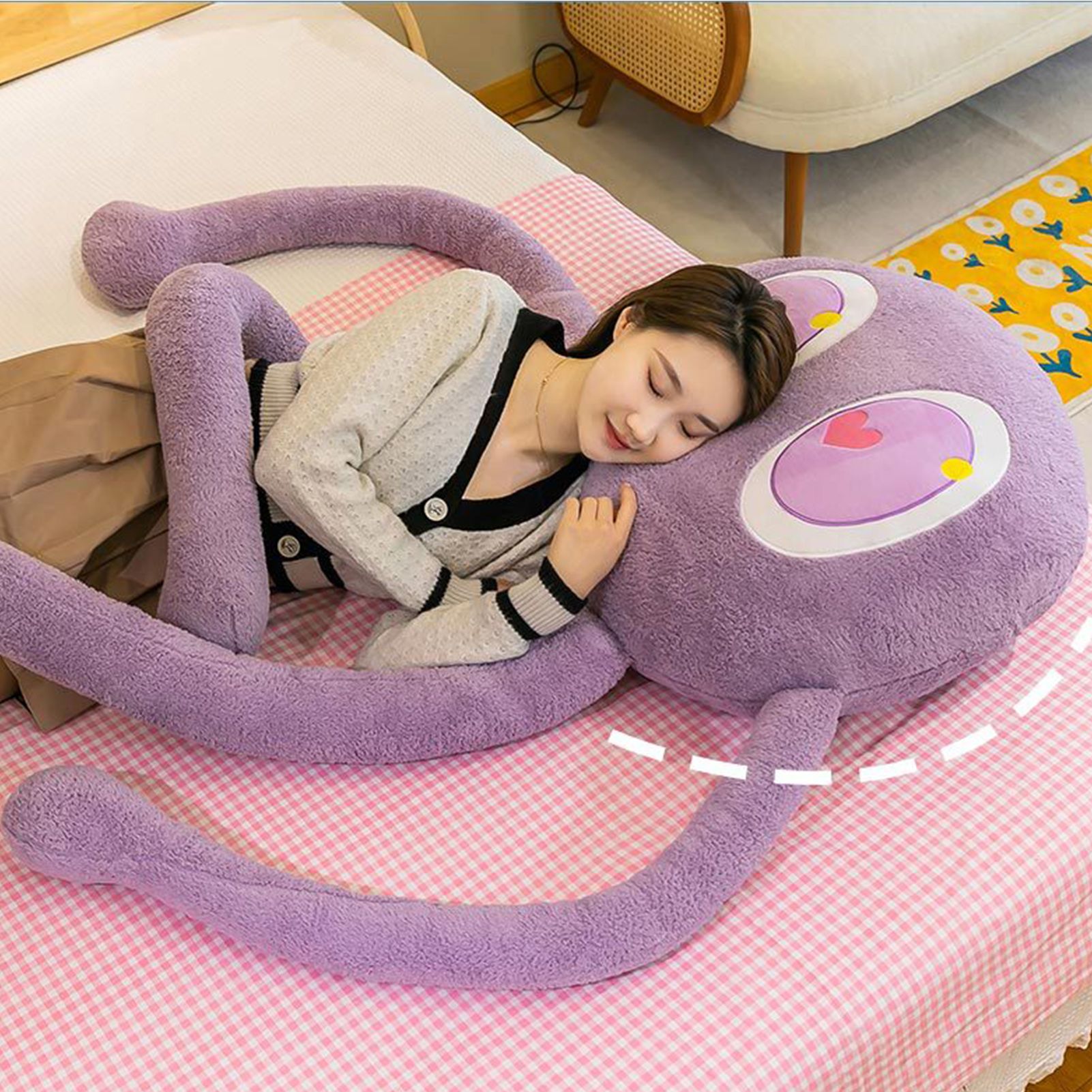 Plush Octopus Pillow Cute Shape Soft Comfortable Stuffed Octopus Doll Toy with 4 Legs for Home Bedroom Office Purple 90cm/35.4in, 480g/16.7oz - Image 5