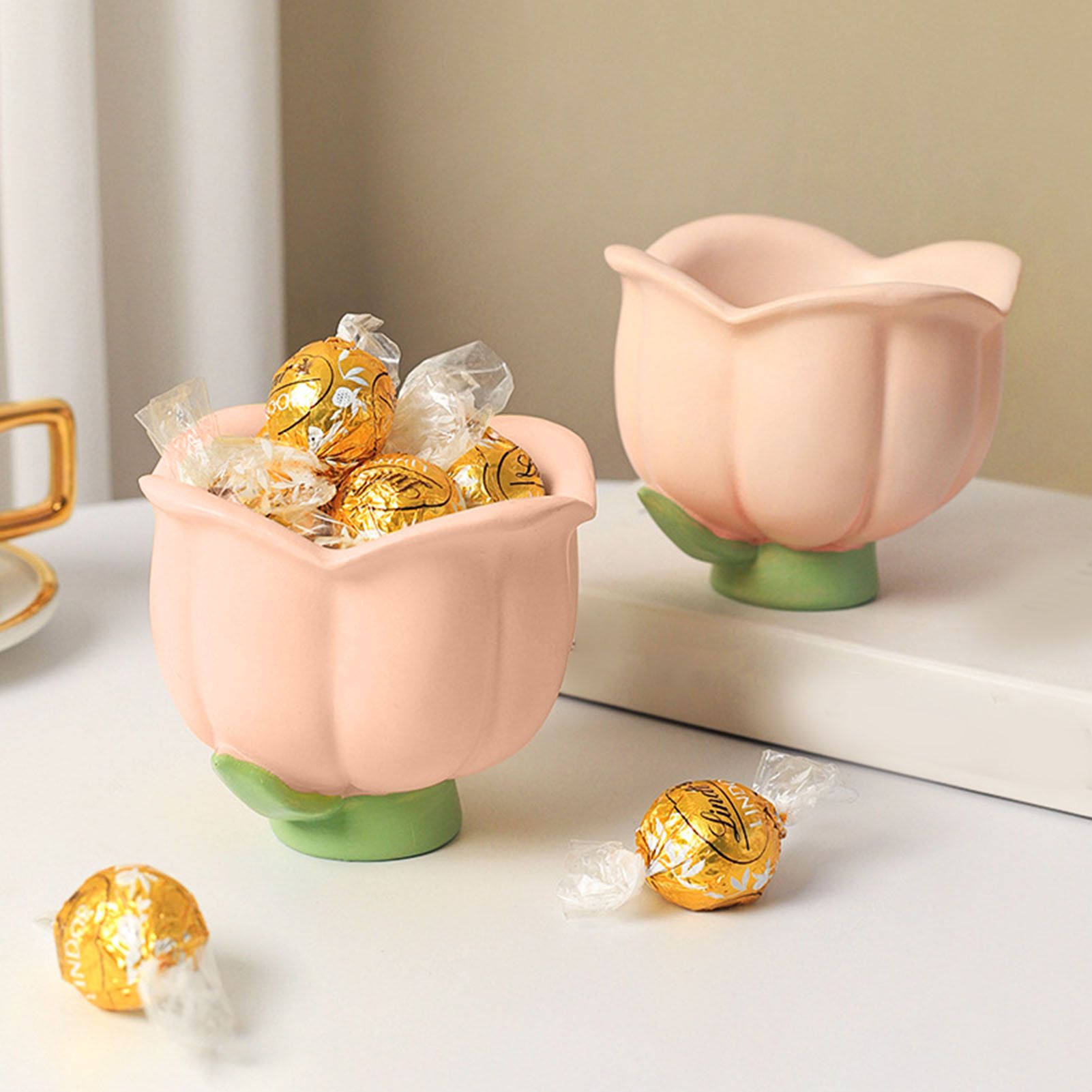 Flower Shape Storage Box Innovative Cute Resin Storage Decorative Ornament for Entryway Desk Dressing Table Tulip - Image 7