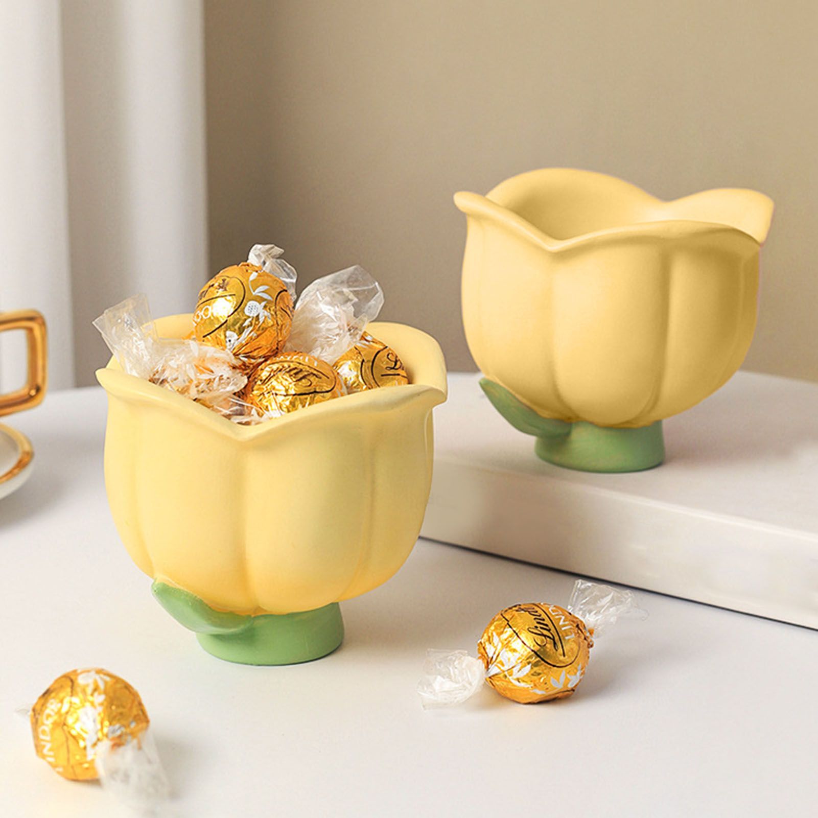 Flower Shape Storage Box Innovative Cute Resin Storage Decorative Ornament for Entryway Desk Dressing Table Convallaria Majalis - Image 7