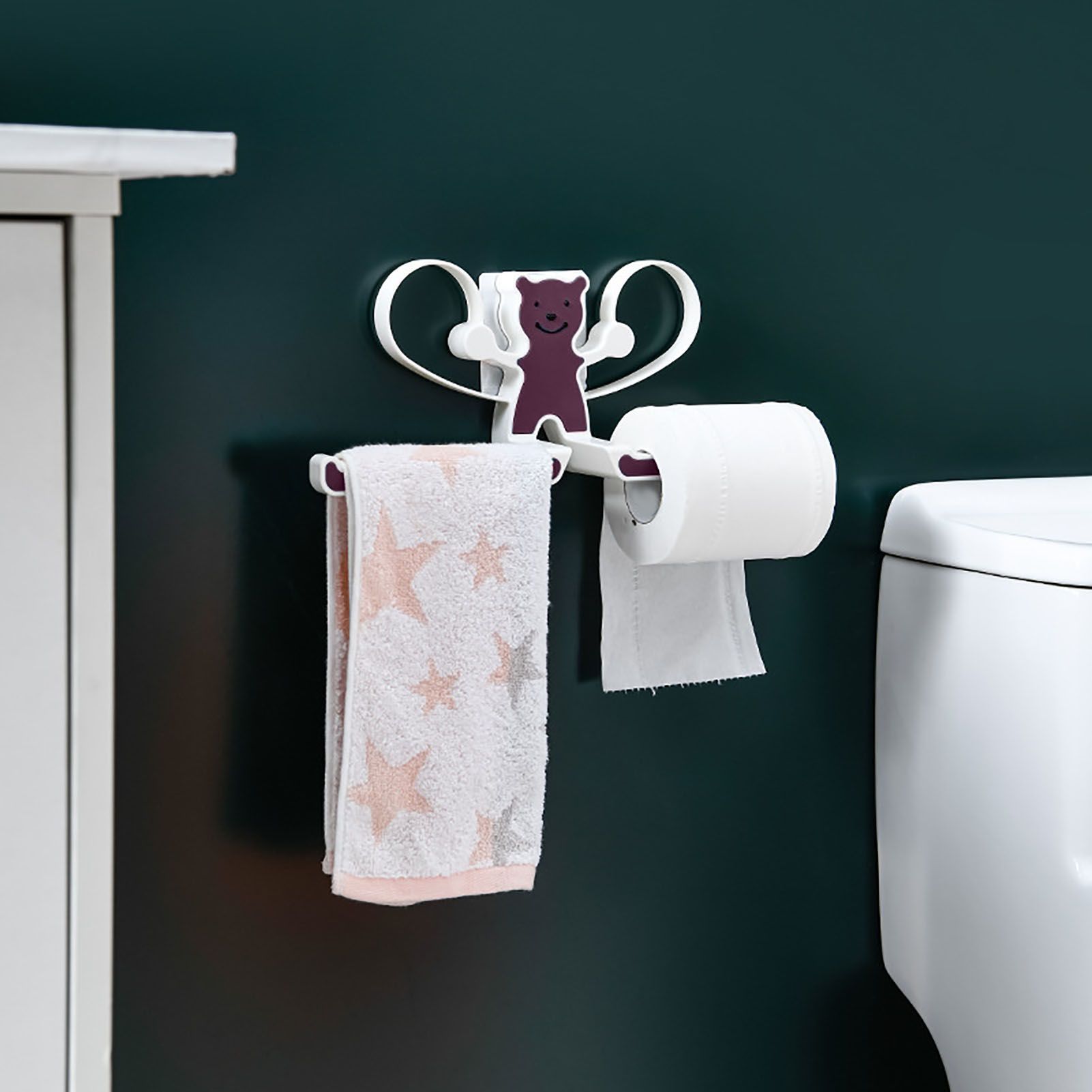 Storage Hook Rack Multipurpose Strong Bearing Capacity Waterproof Punch Free Towel Rack Holder for Home Purple - Image 5