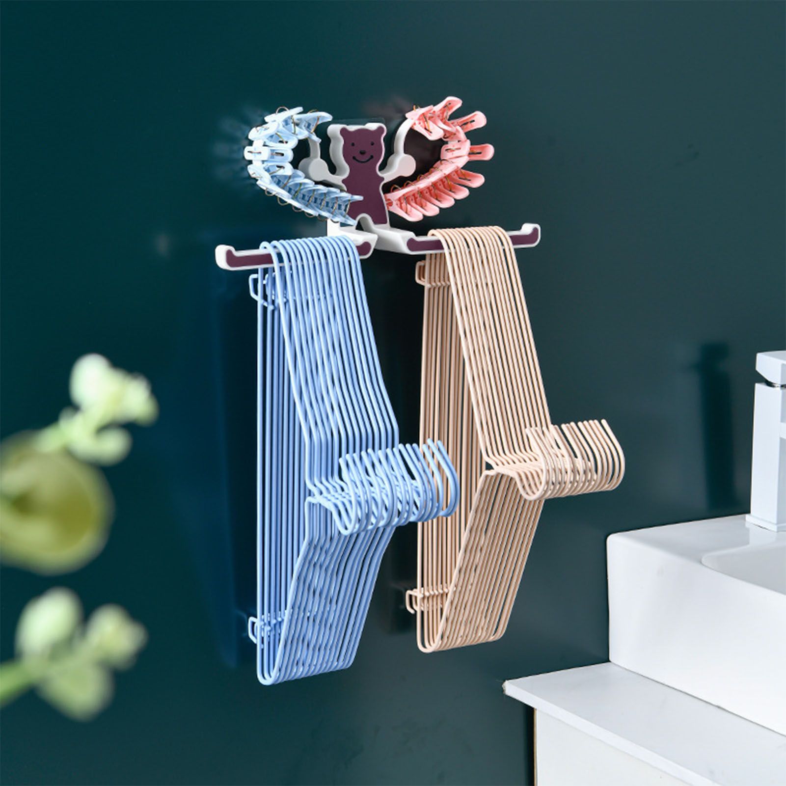 Storage Hook Rack Multipurpose Strong Bearing Capacity Waterproof Punch Free Towel Rack Holder for Home Purple - Image 8