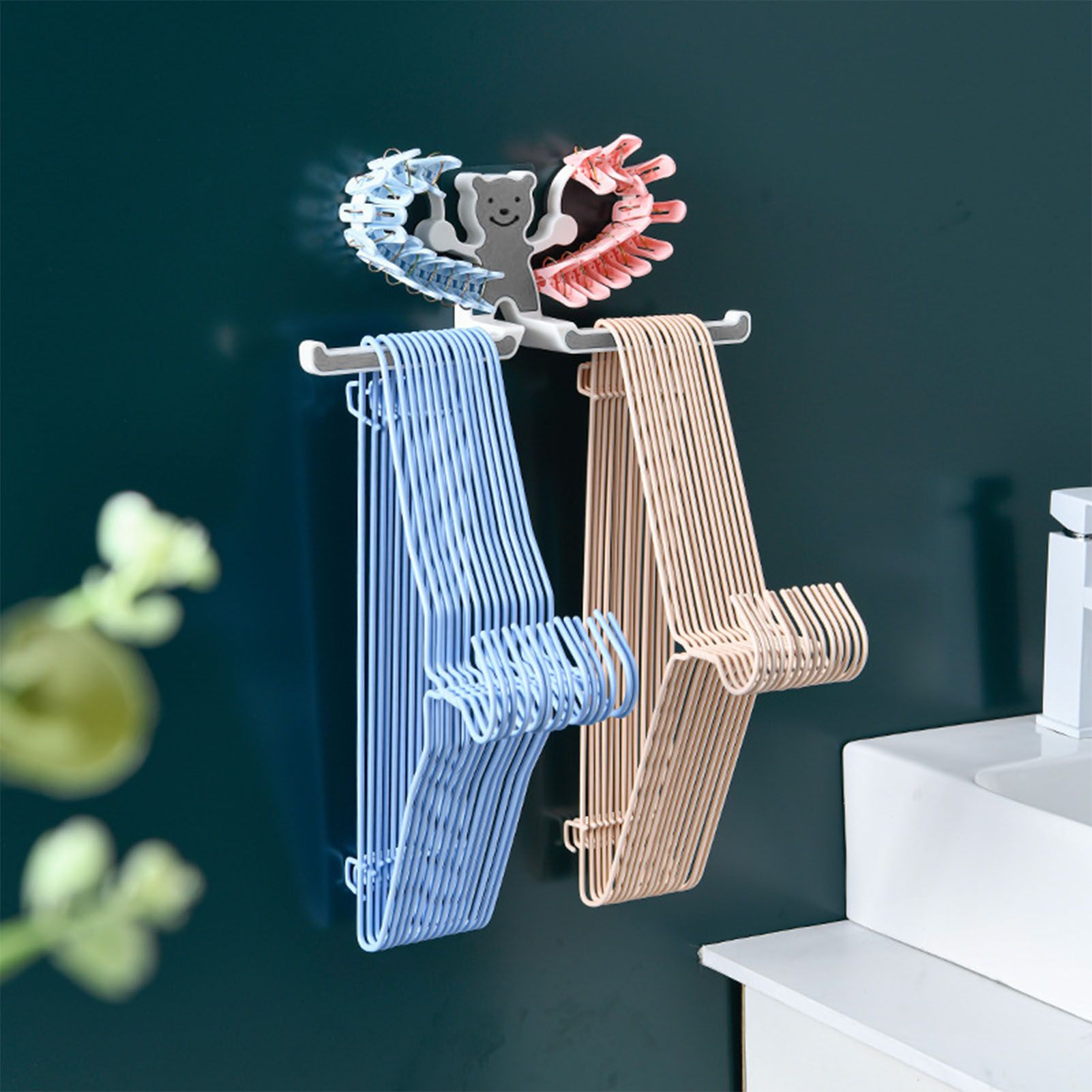 Storage Hook Rack Multipurpose Strong Bearing Capacity Waterproof Punch Free Towel Rack Holder for Home Grey - Image 7
