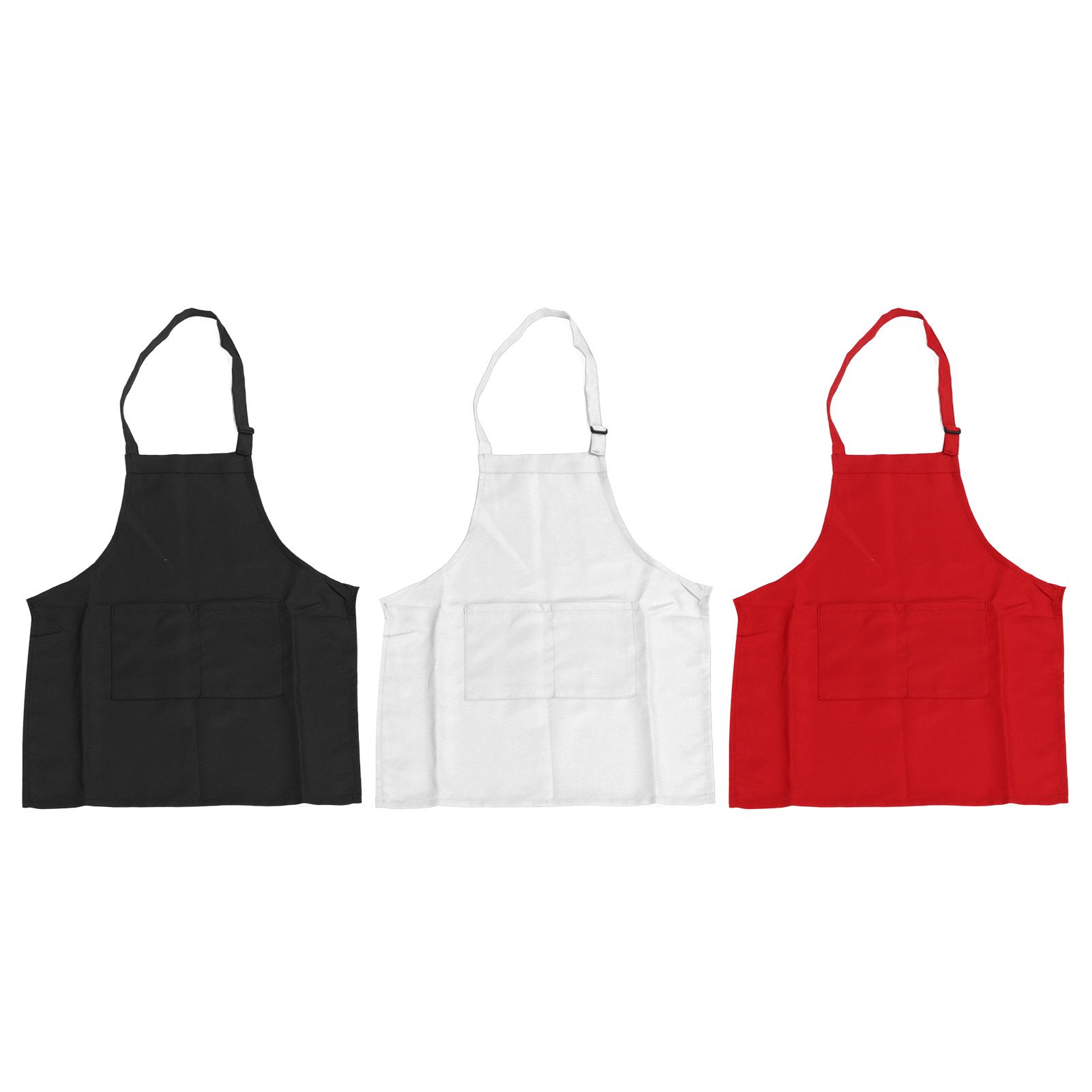 3Pcs Children Aprons Baking DIY Kids Aprons with Pockets for Boys Girls Aged 3‑6 White Red Black M Size 56cm Length - Image 2