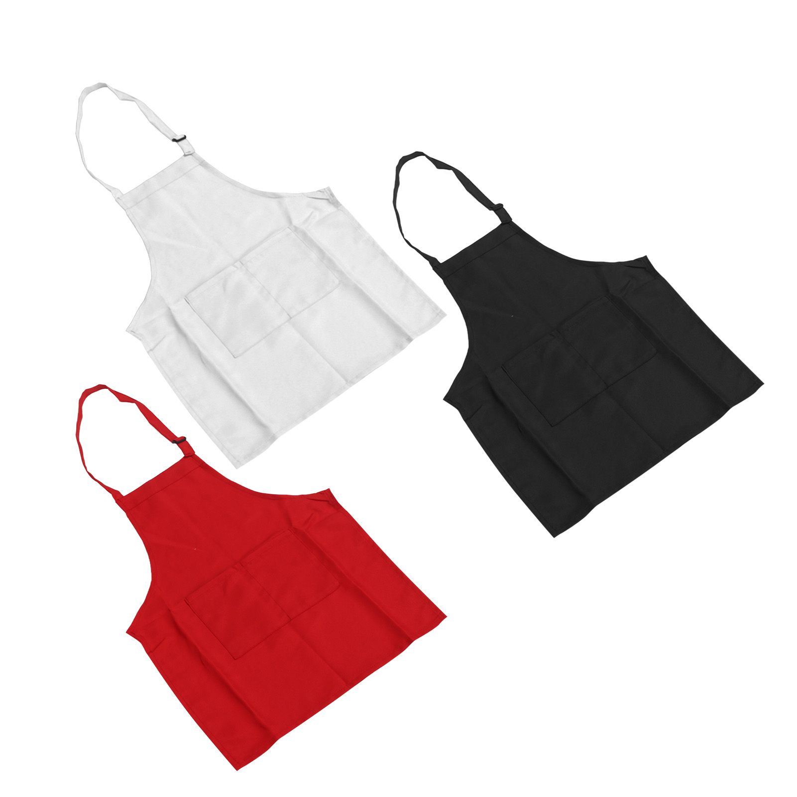 3Pcs Children Aprons Baking DIY Kids Aprons with Pockets for Boys Girls Aged 3‑6 White Red Black M Size 56cm Length - Image 3
