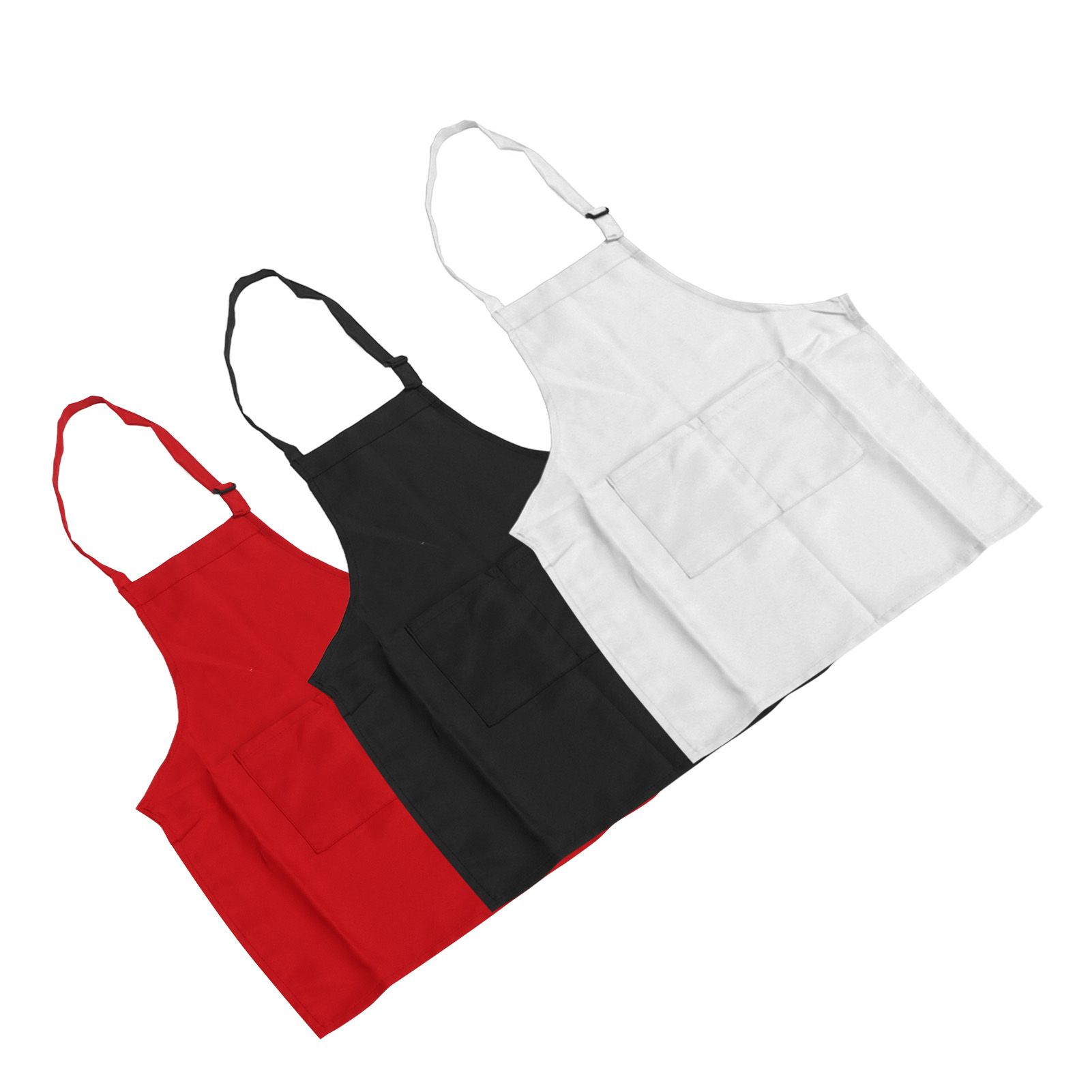 3Pcs Children Aprons Baking DIY Kids Aprons with Pockets for Boys Girls Aged 3‑6 White Red Black M Size 56cm Length - Image 4
