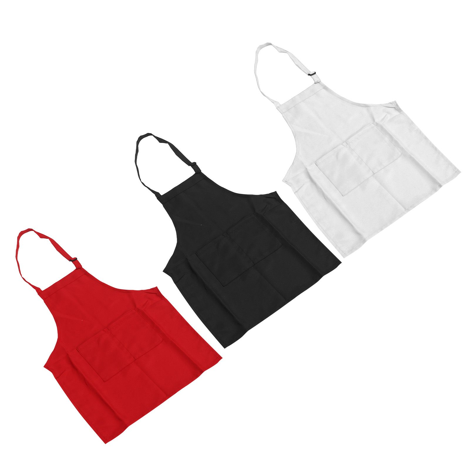3Pcs Children Aprons Baking DIY Kids Aprons with Pockets for Boys Girls Aged 3‑6 White Red Black M Size 56cm Length - Image 5