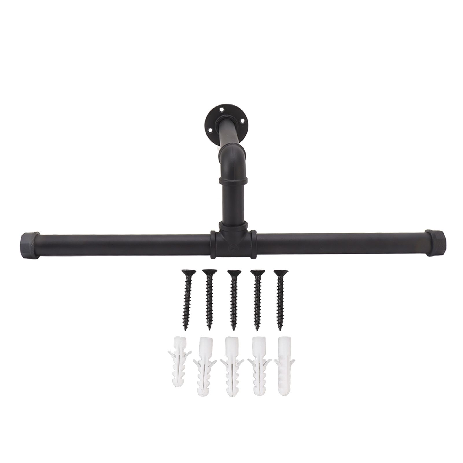 Wall Mount Clothes Rack Floating Iron Pipe Coat Hat Rack Multifunctional Clothing Hanger Black - Image 3