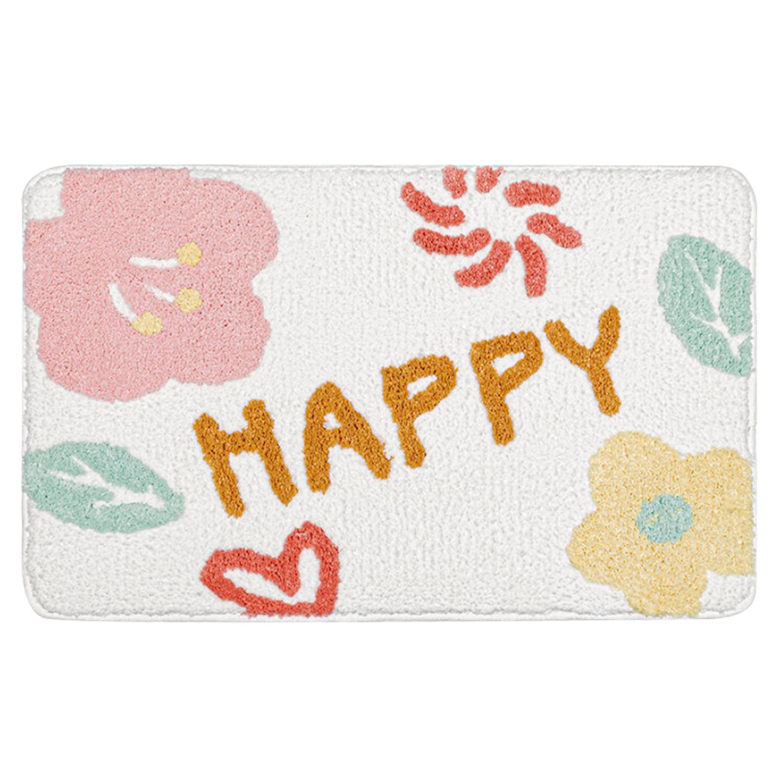 Bath Mat Cute Cartoon Soft Slip Resistance Highly Absorbent Bath Rug for Bathroom Bedroom Kitchen White - Image 1